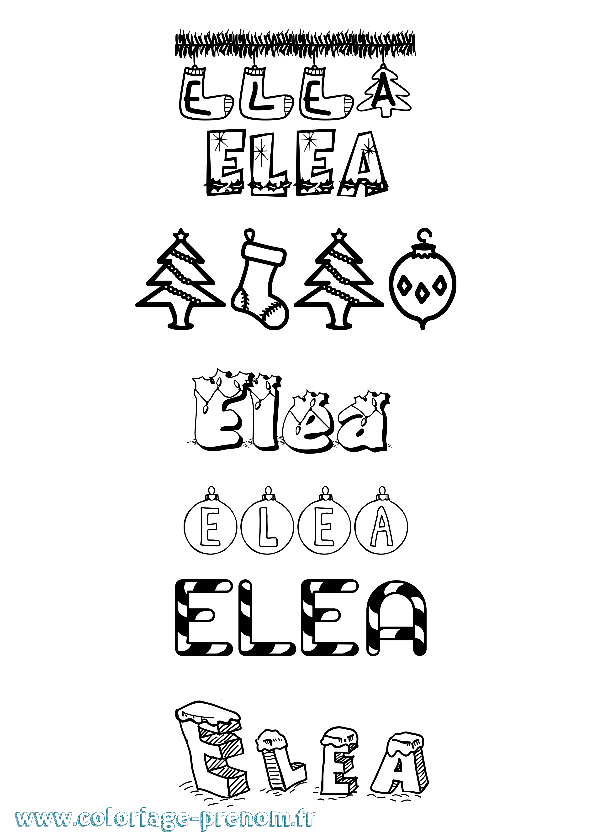 Coloriage prénom Elea Noël