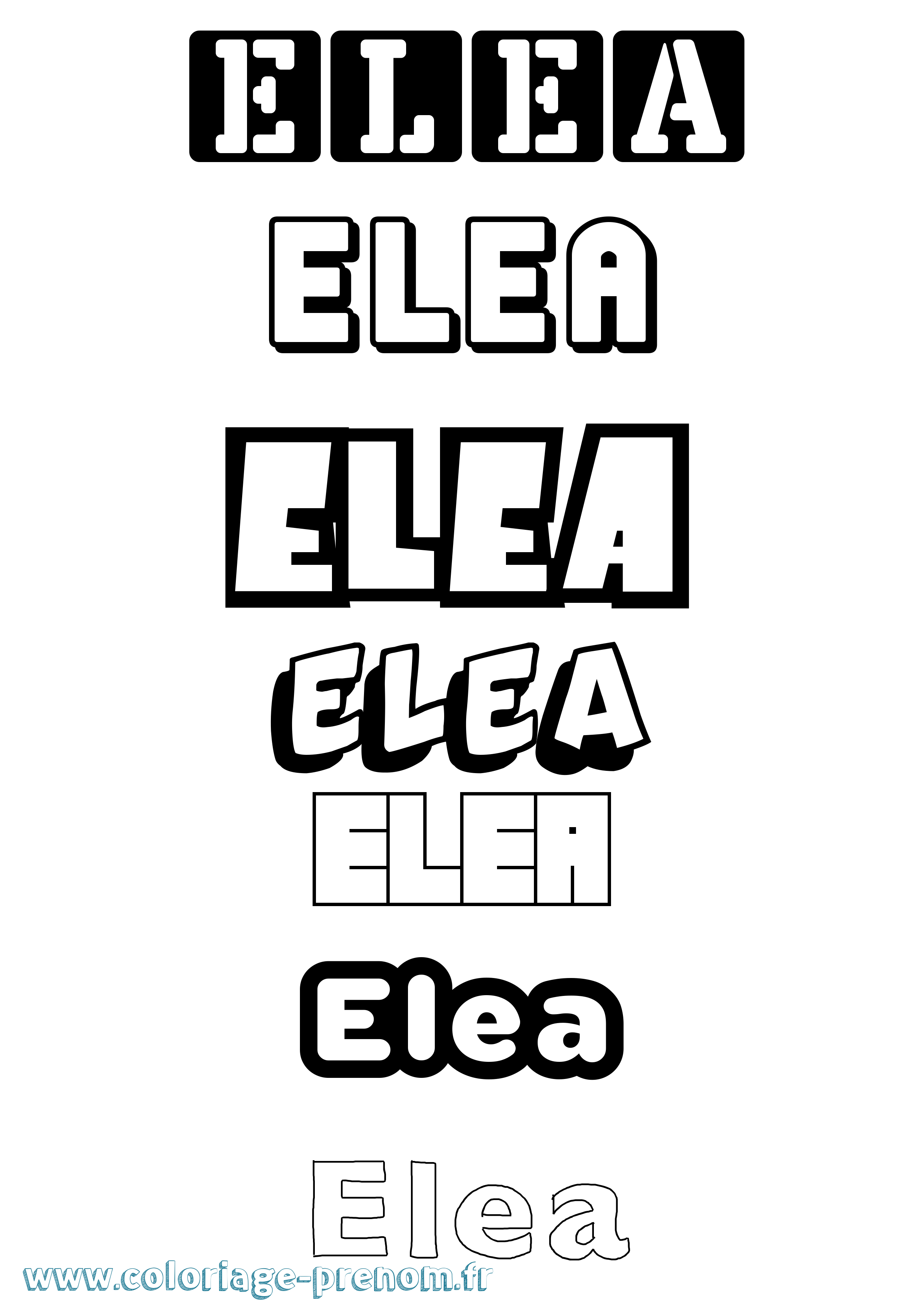 Coloriage Elea Coloriage prénom Elea