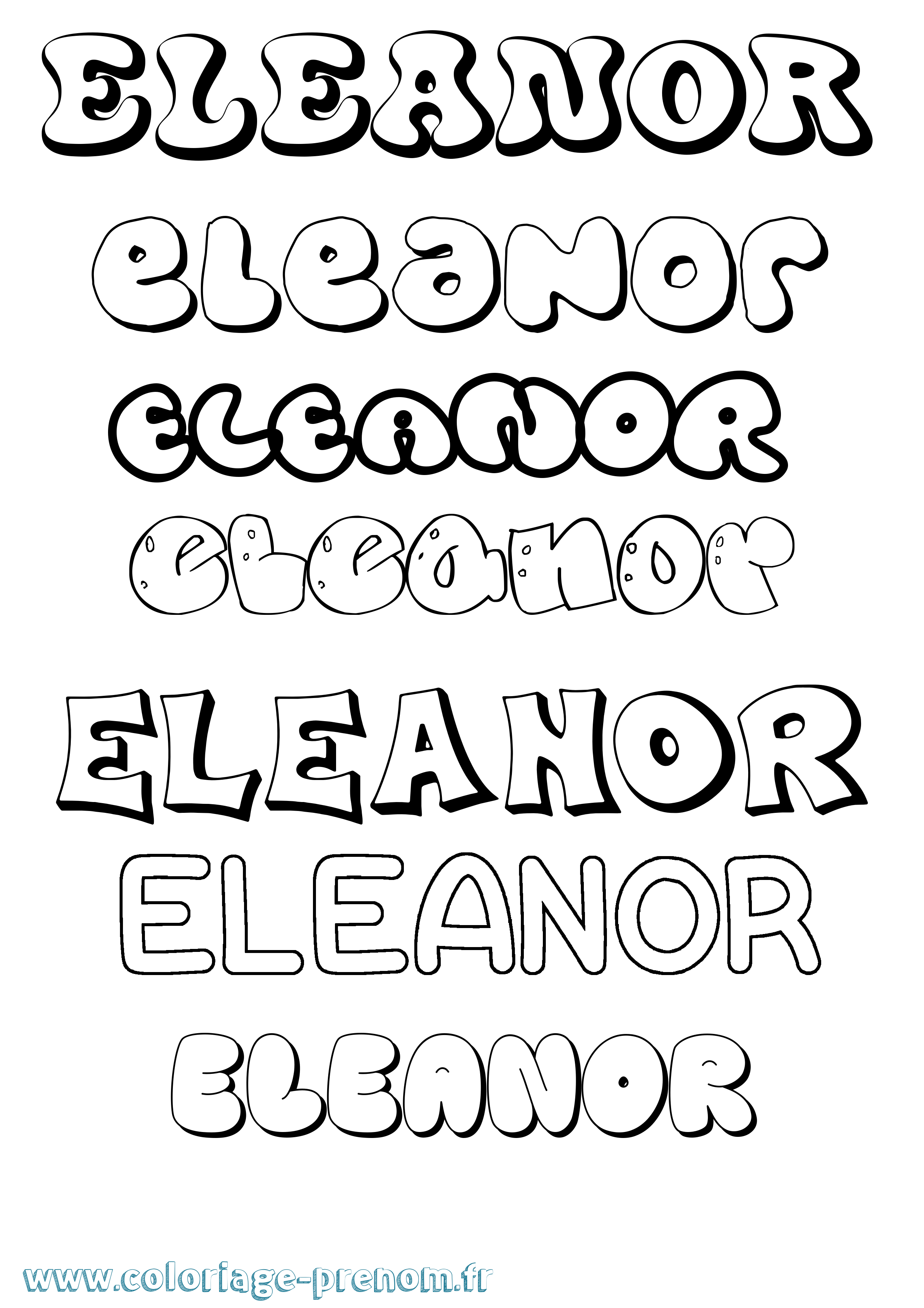 Coloriage prénom Eleanor Bubble