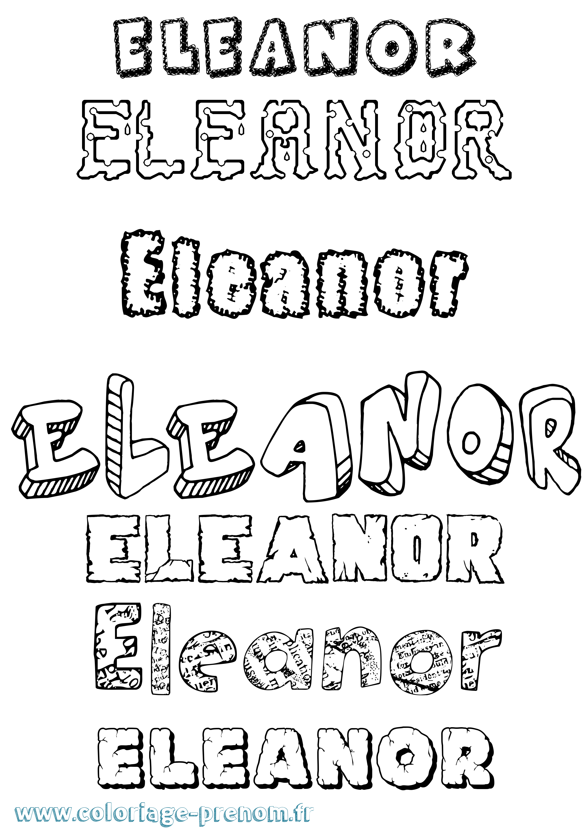 Coloriage prénom Eleanor Destructuré