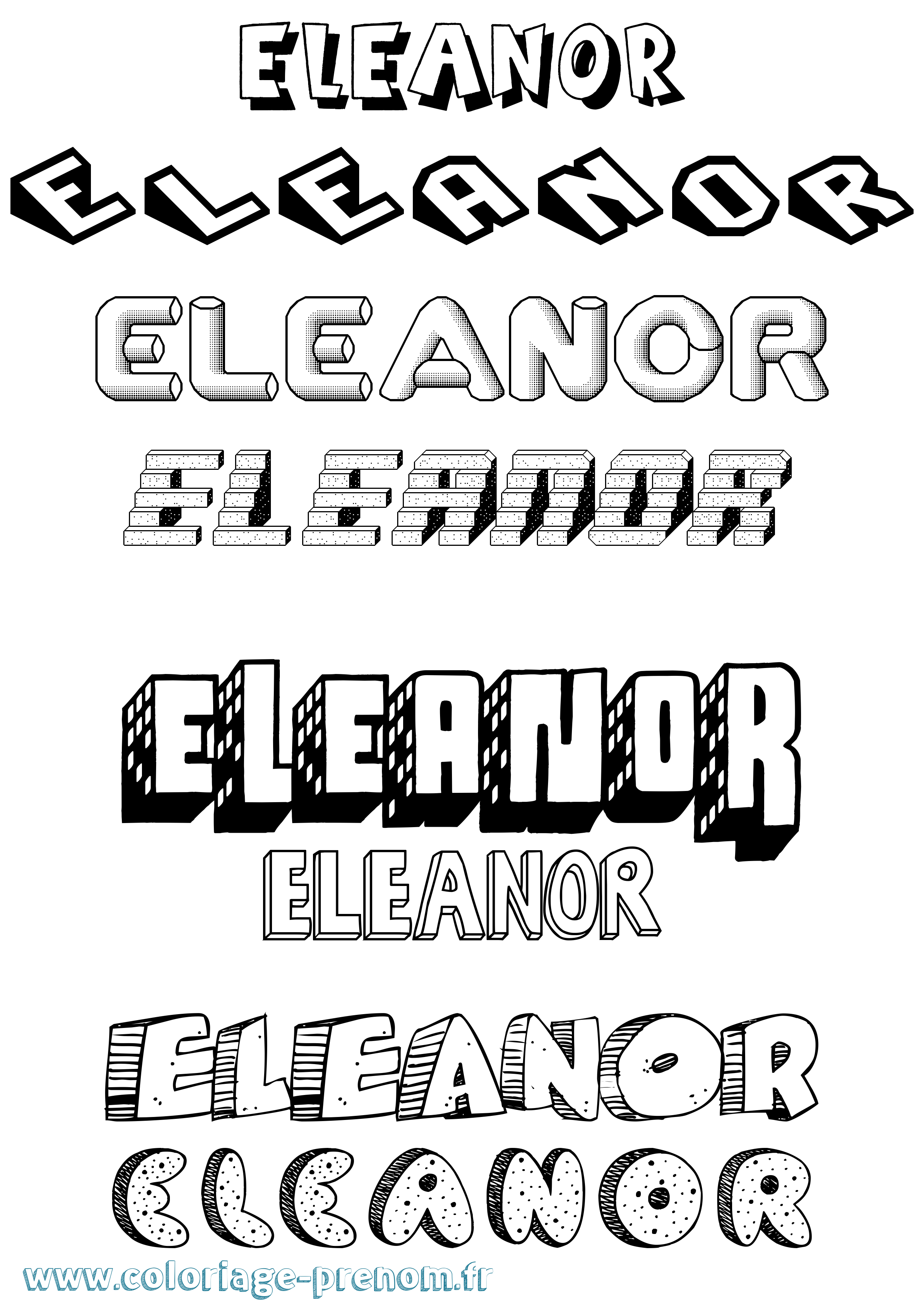 Coloriage prénom Eleanor Effet 3D