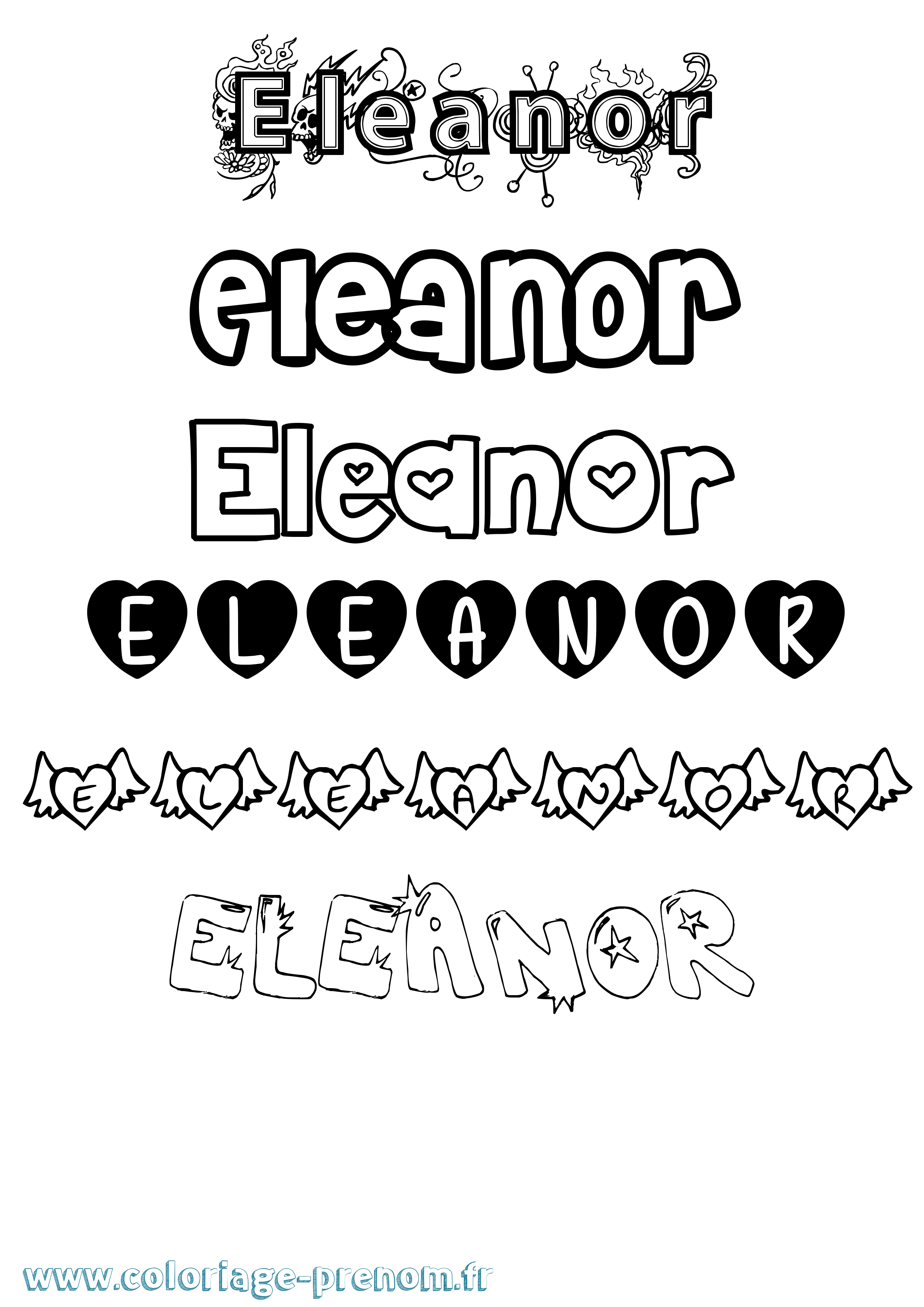 Coloriage prénom Eleanor Girly