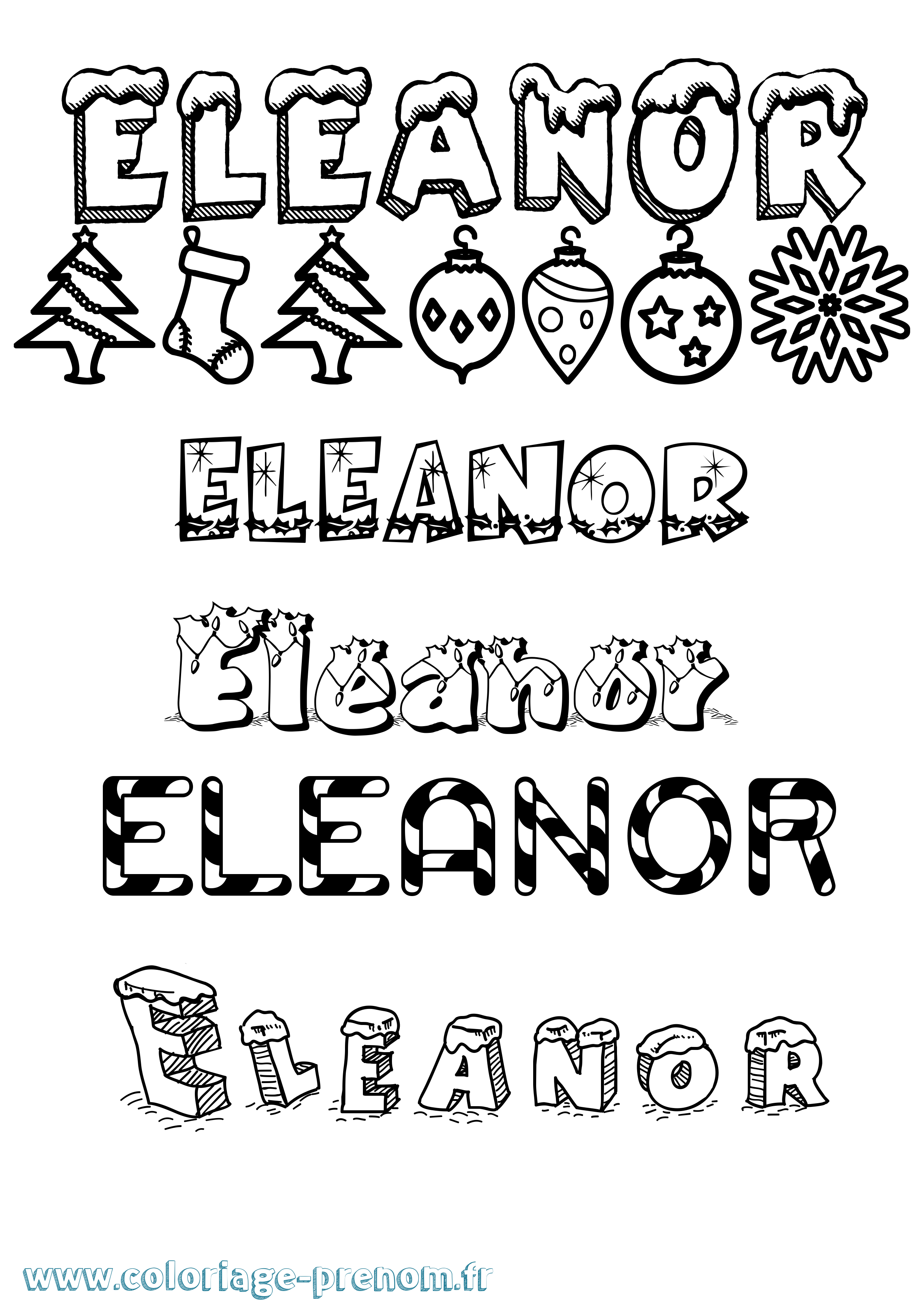Coloriage prénom Eleanor Noël