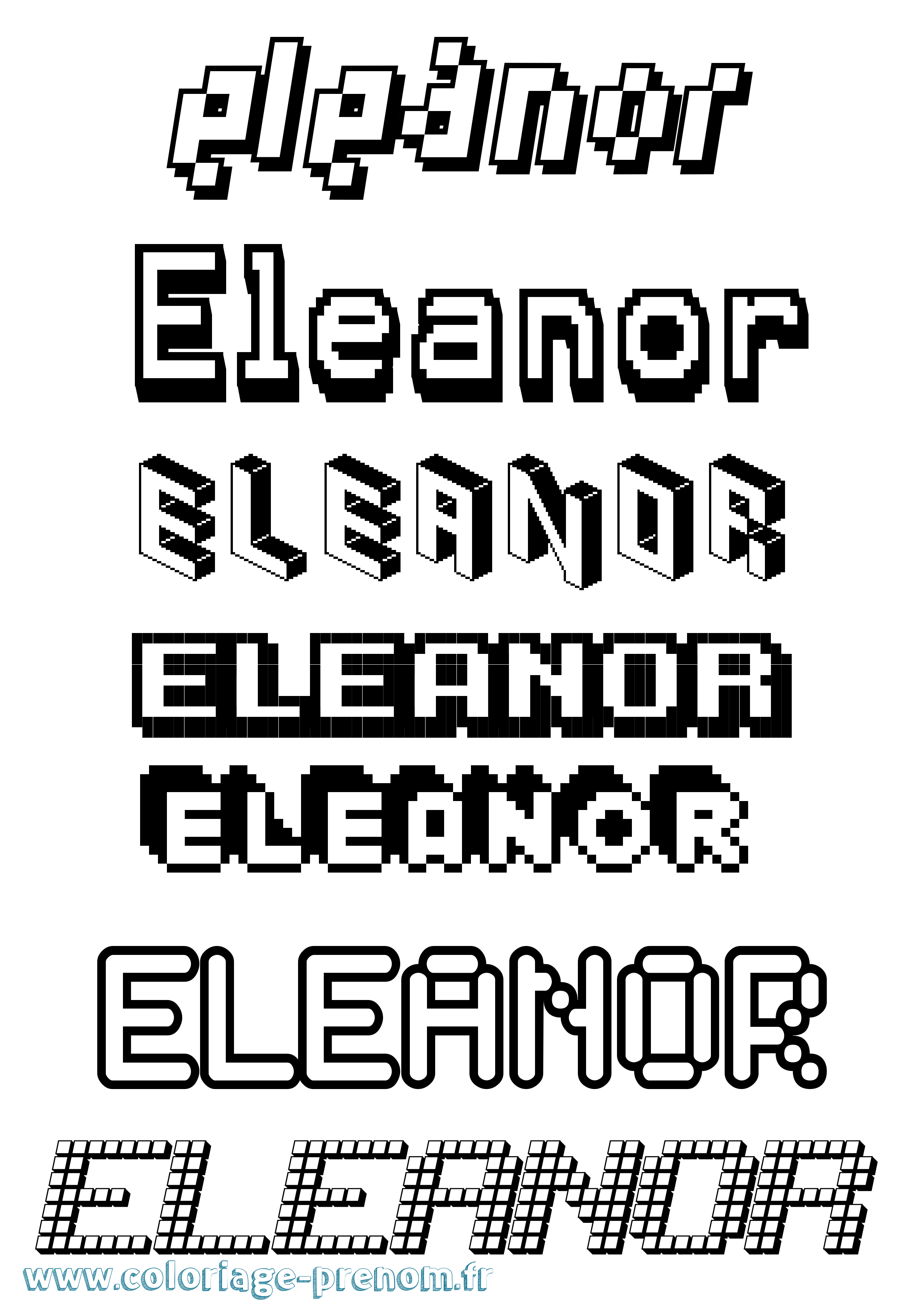Coloriage prénom Eleanor Pixel
