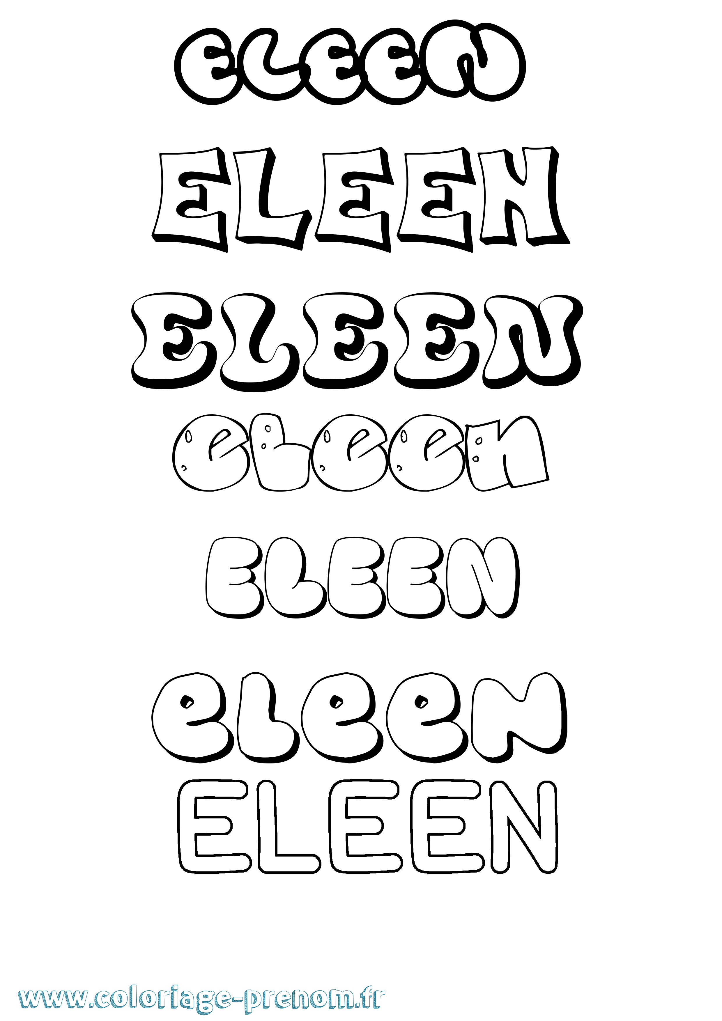 Coloriage prénom Eleen Bubble