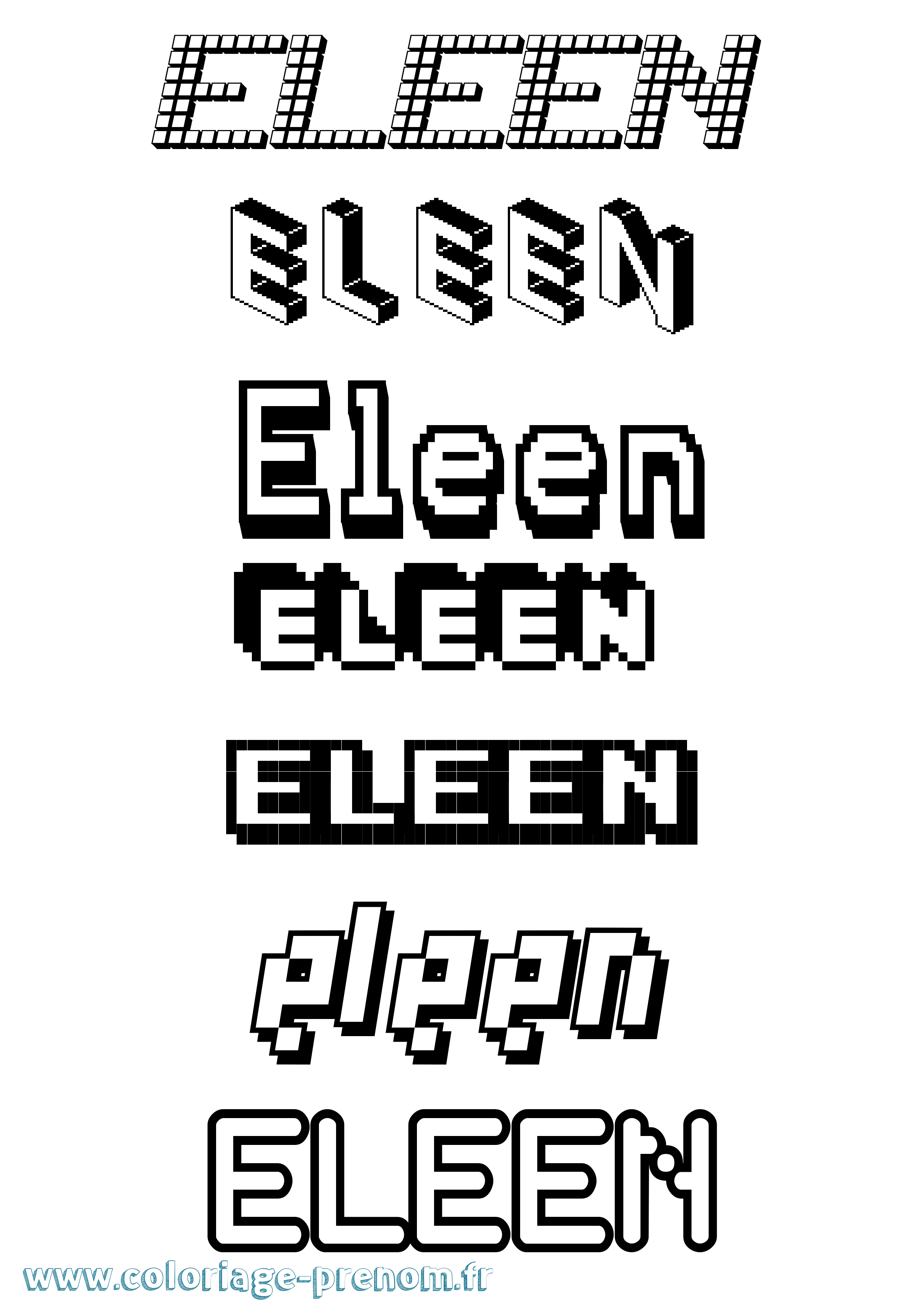 Coloriage prénom Eleen Pixel