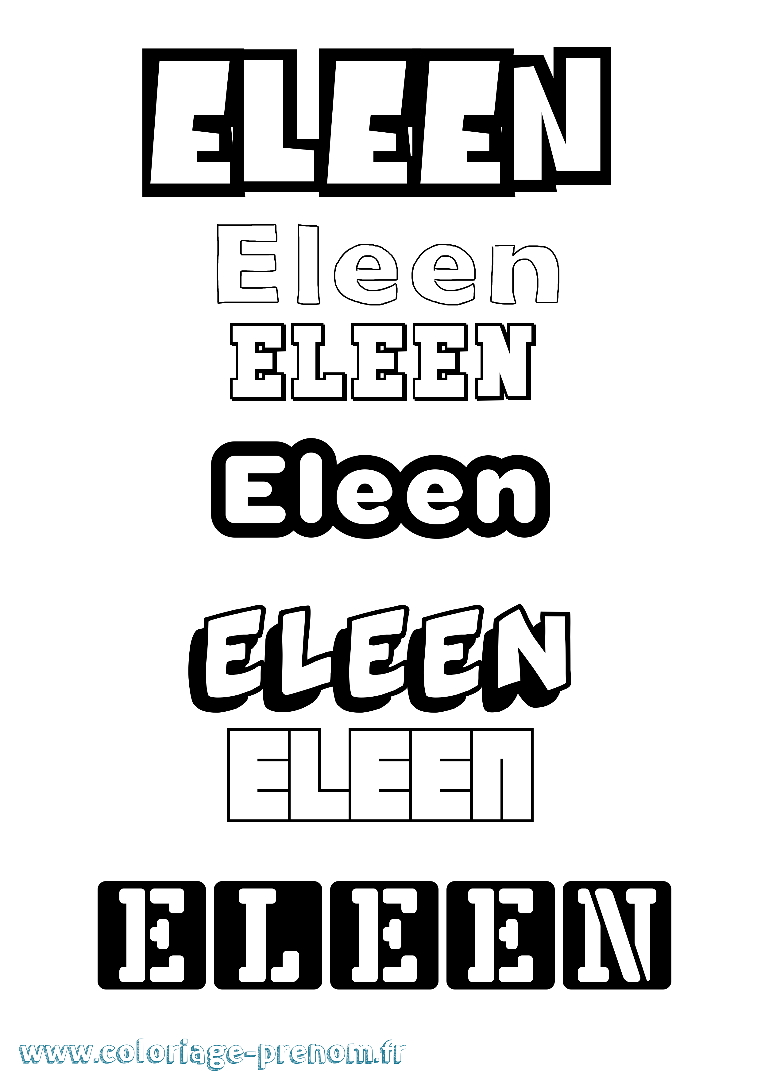 Coloriage prénom Eleen Simple