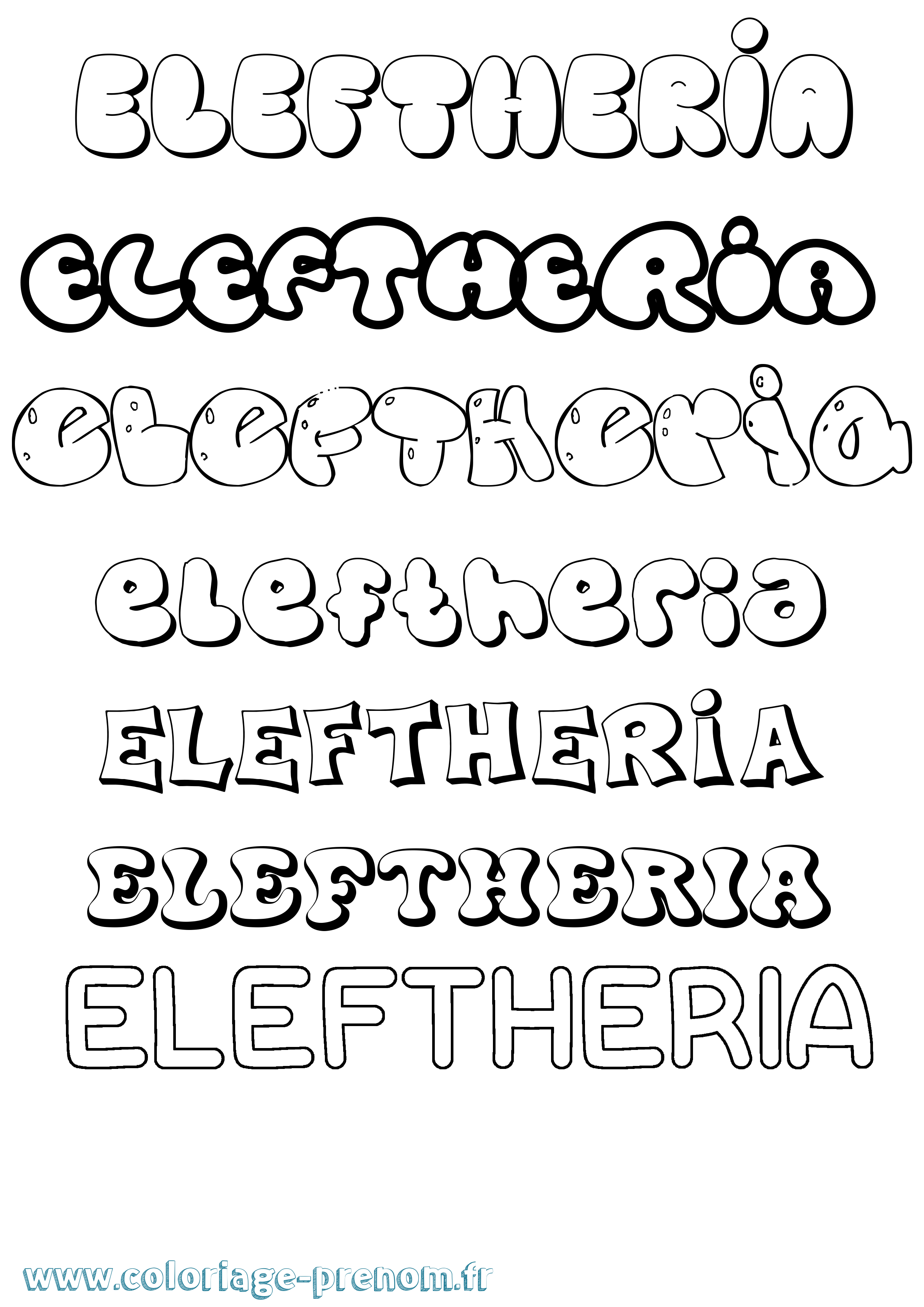 Coloriage Eleftheria Bubble Coloriage prénom Eleftheria Bubble