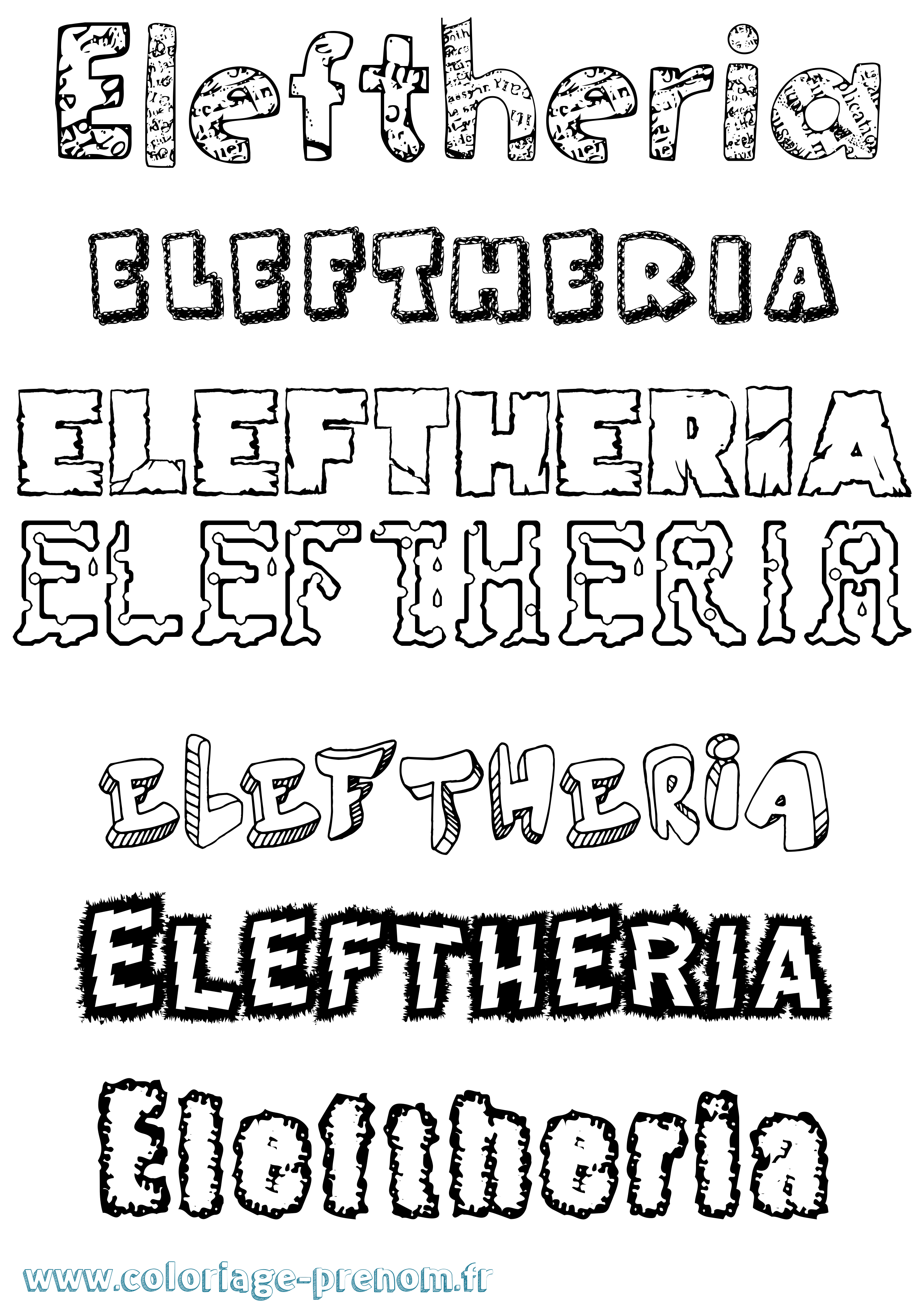 Coloriage Eleftheria Destructuré Coloriage prénom Eleftheria Destructuré