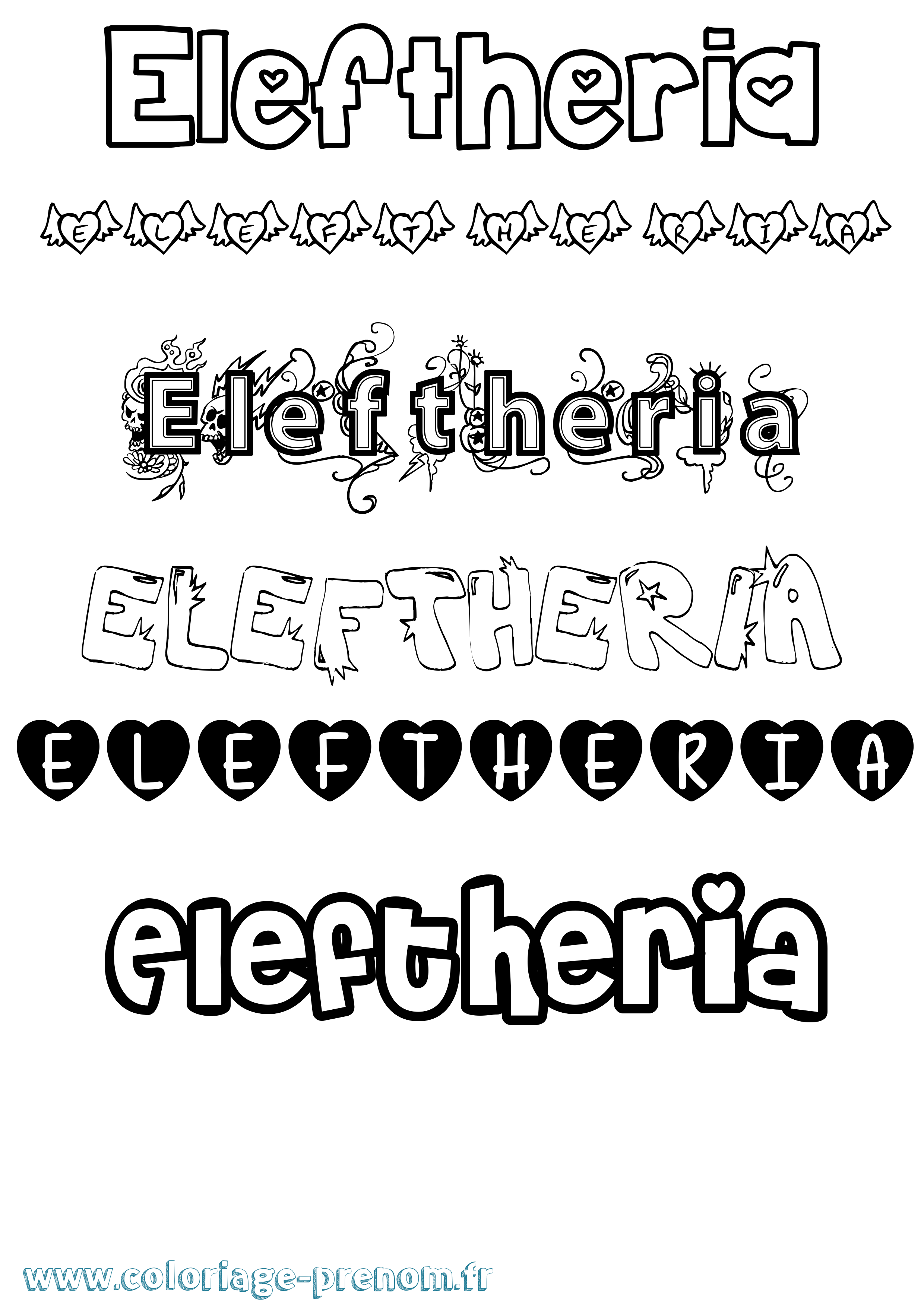 Coloriage Eleftheria Girly Coloriage prénom Eleftheria Girly