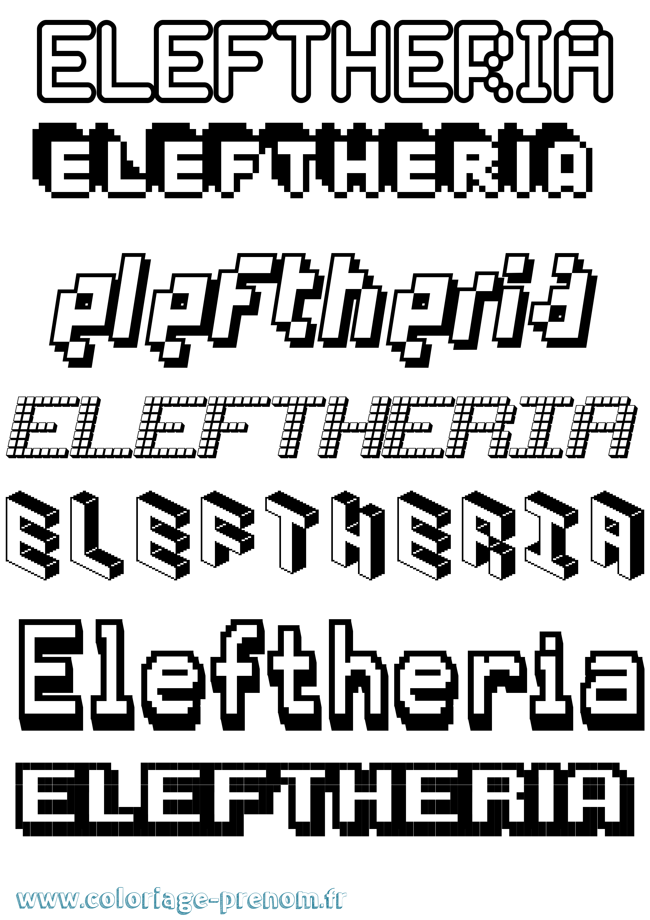Coloriage Eleftheria Pixel Coloriage prénom Eleftheria Pixel