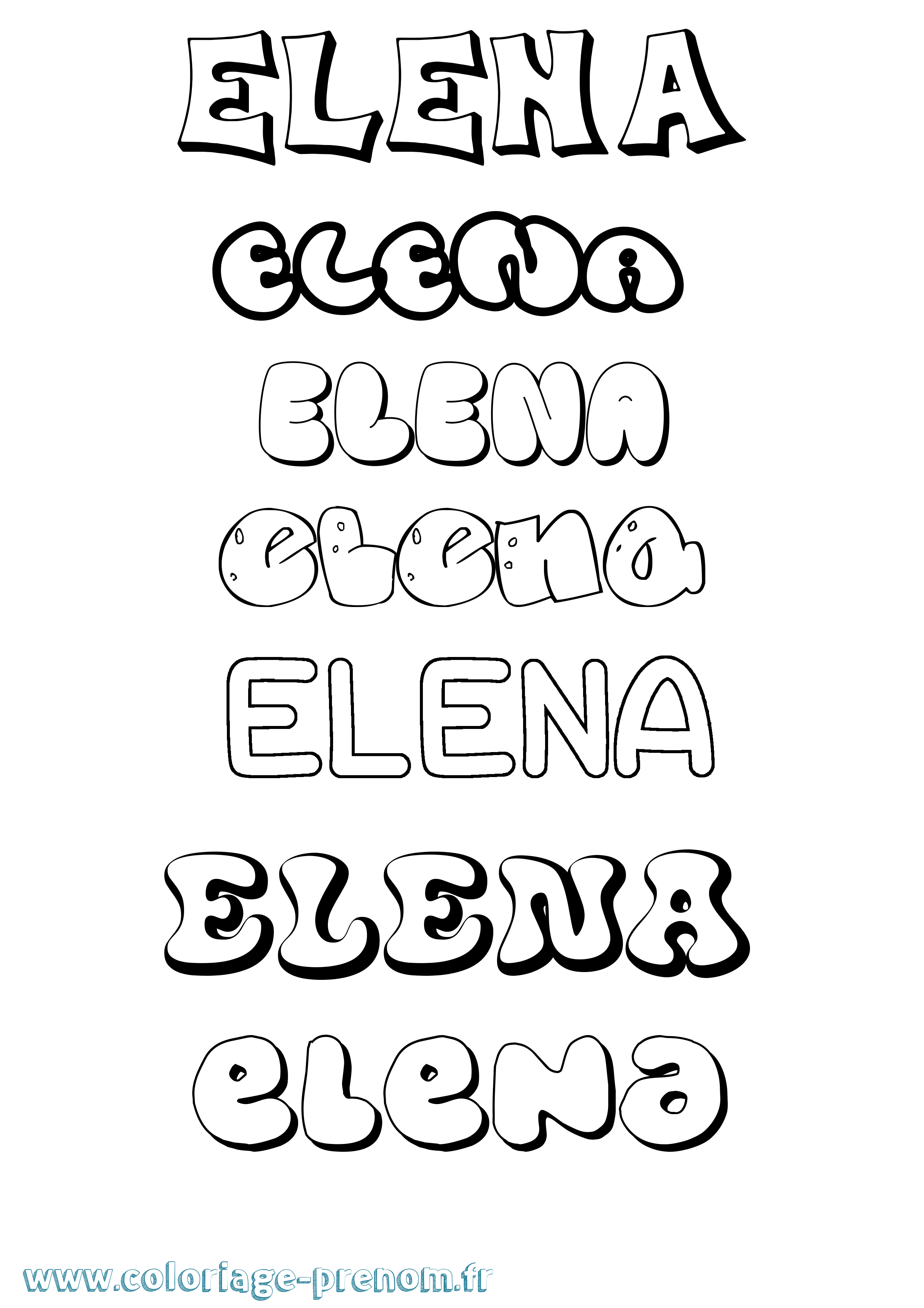 Coloriage prénom Elena Bubble