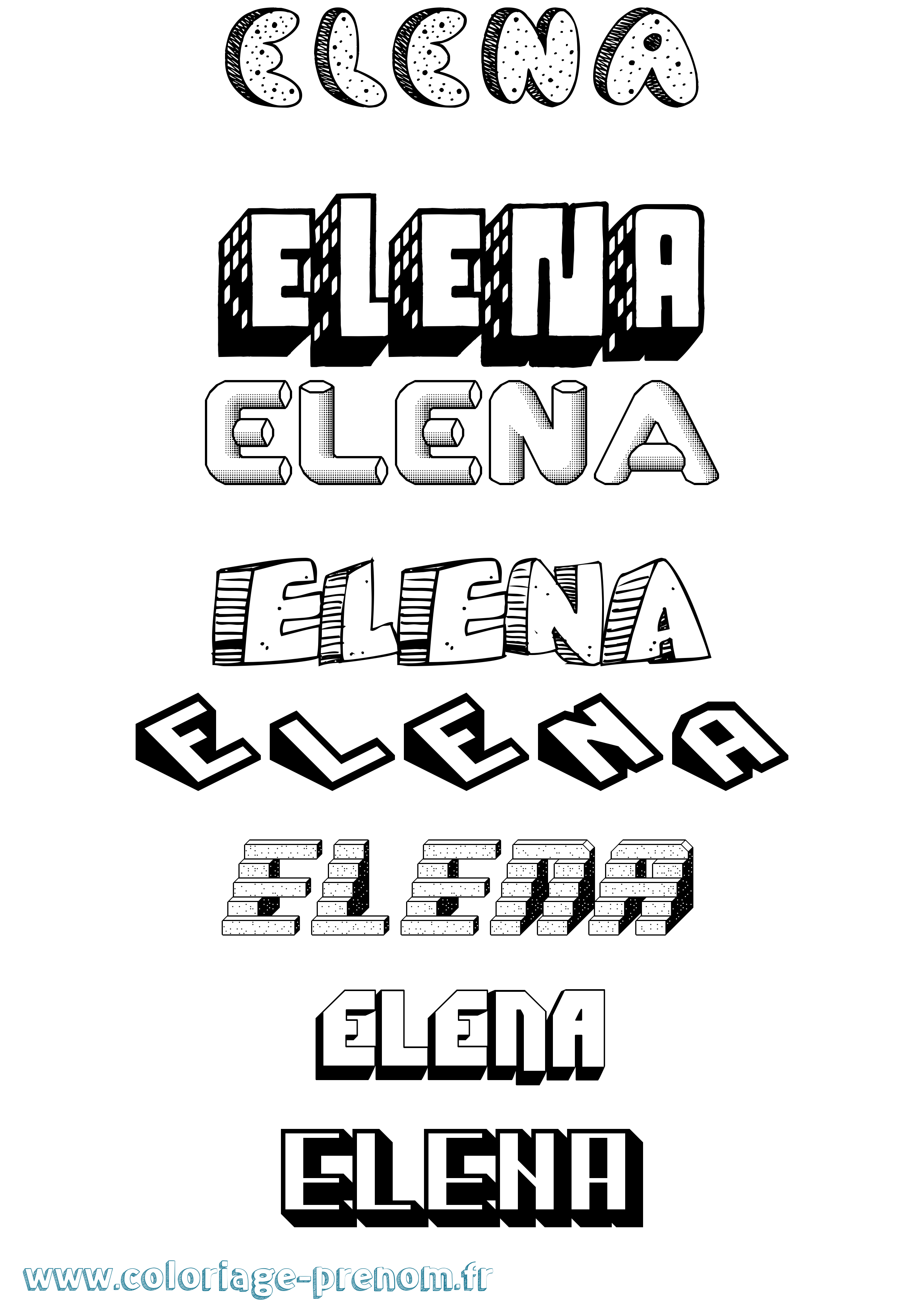 Coloriage prénom Elena Effet 3D