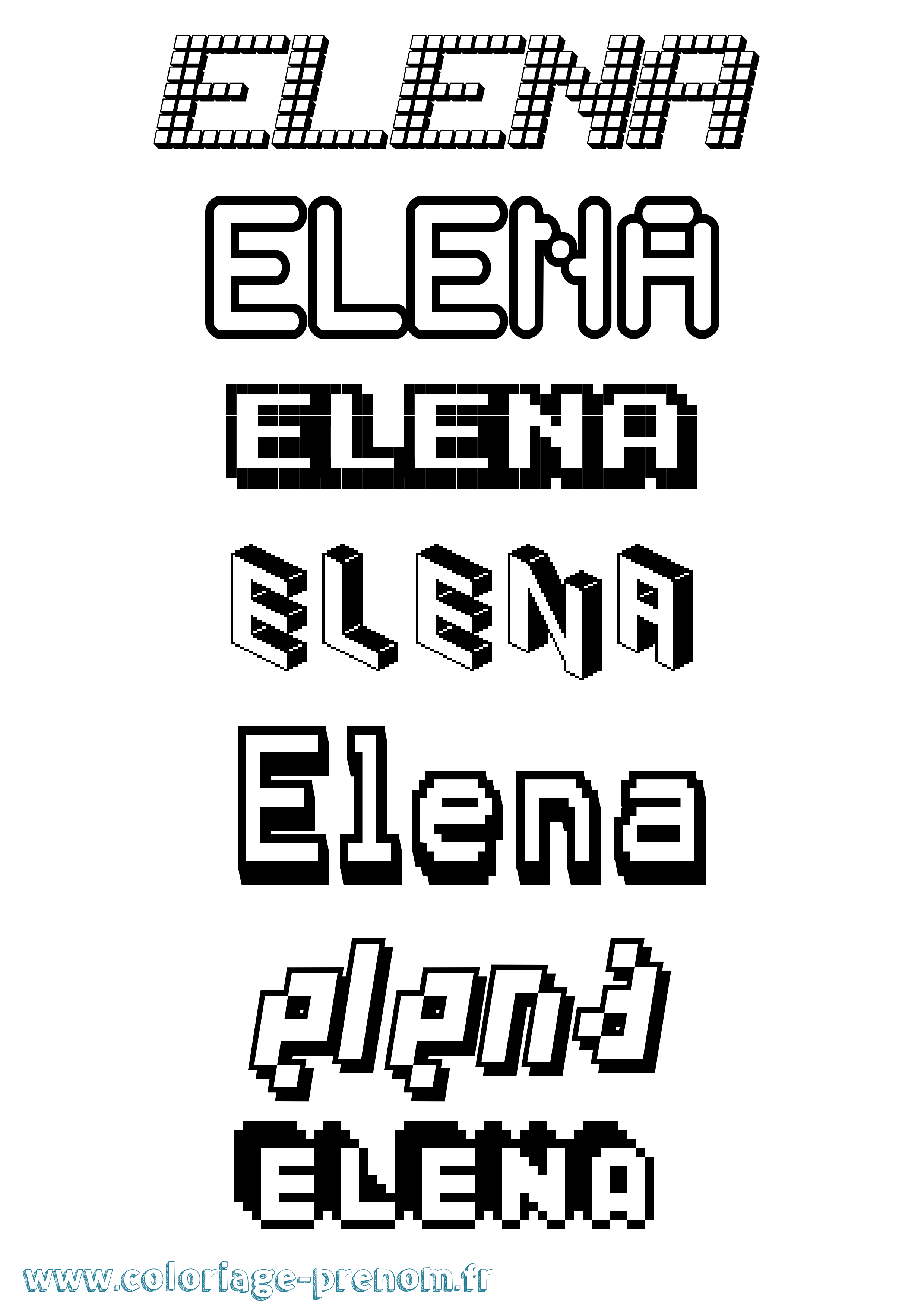 Coloriage prénom Elena Pixel