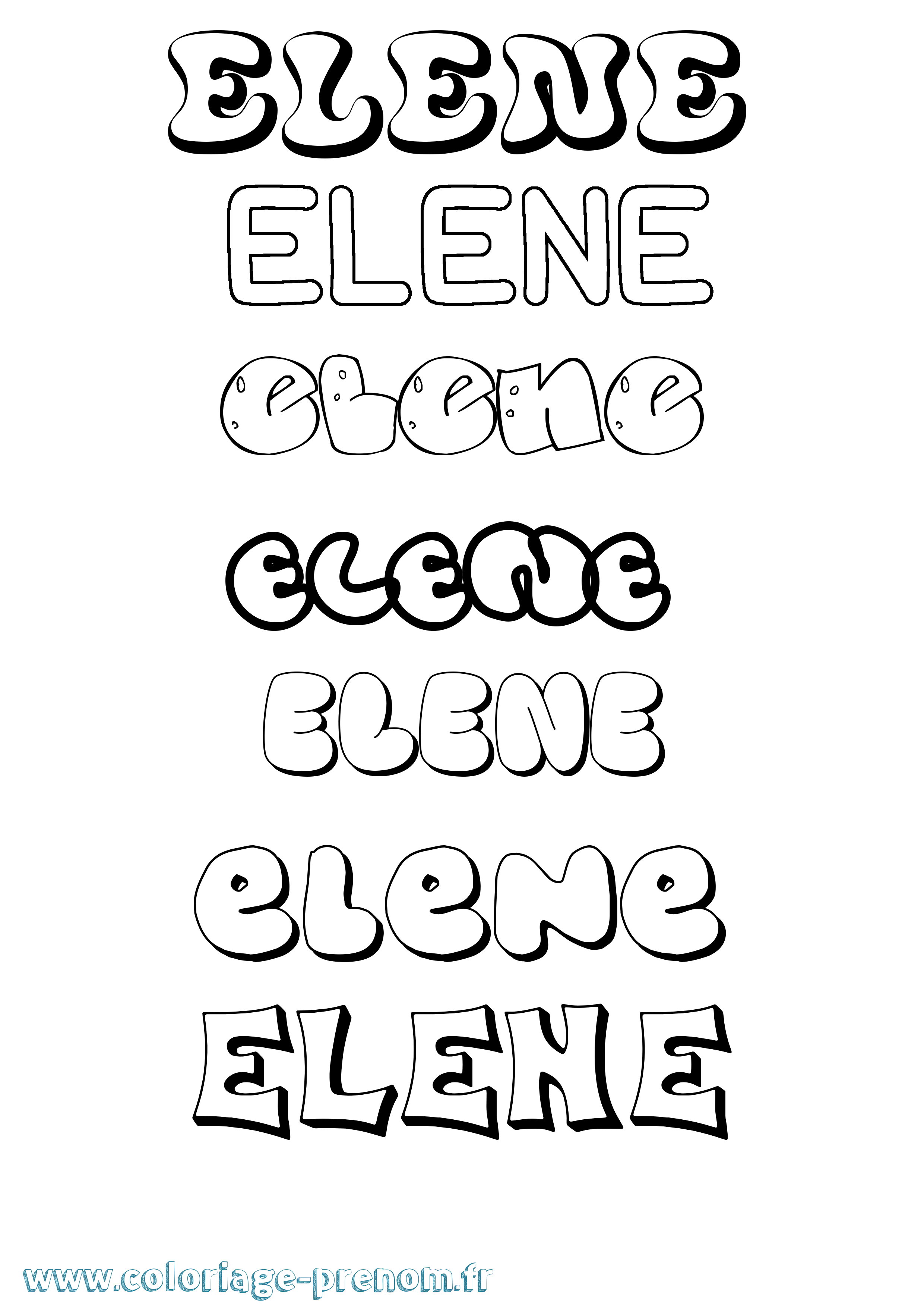 Coloriage prénom Elene Bubble