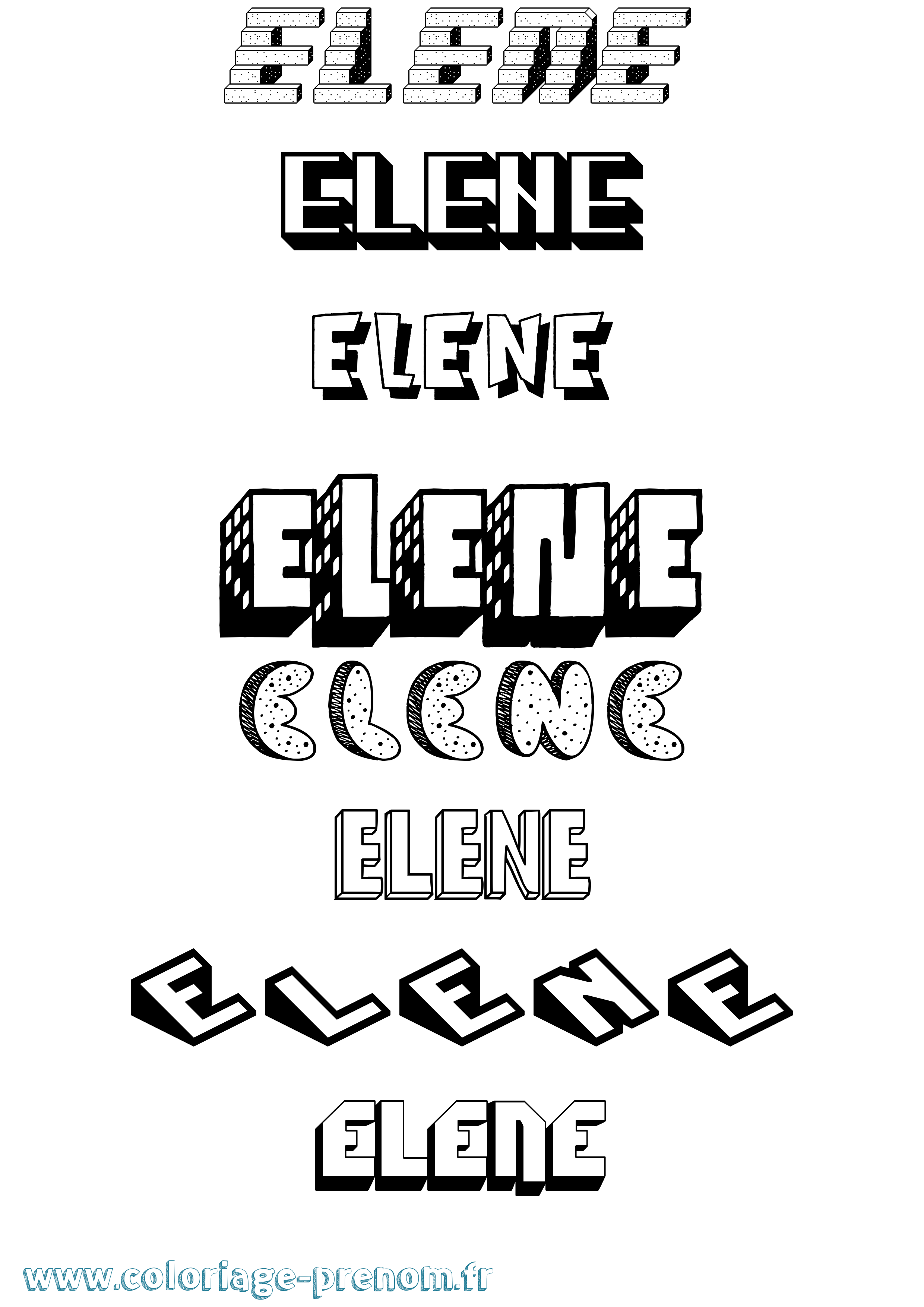 Coloriage prénom Elene Effet 3D