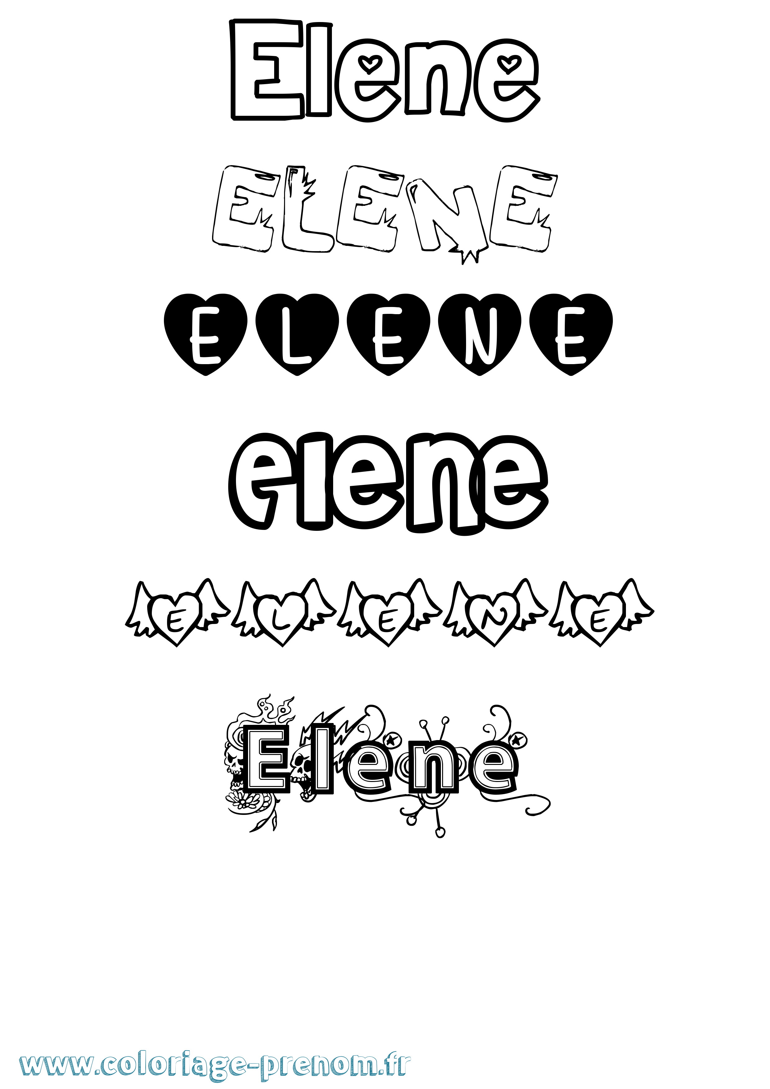 Coloriage prénom Elene Girly