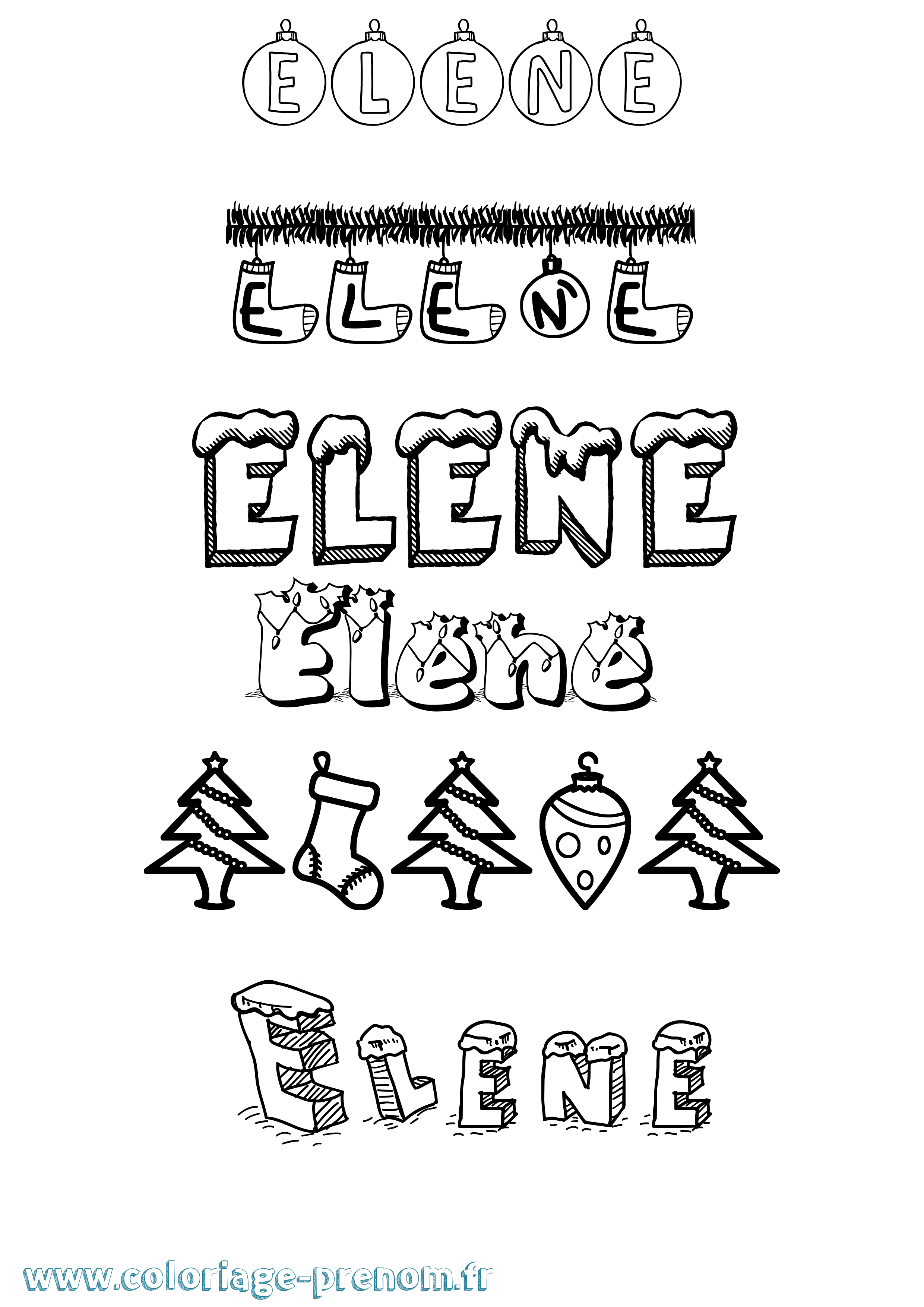 Coloriage prénom Elene Noël