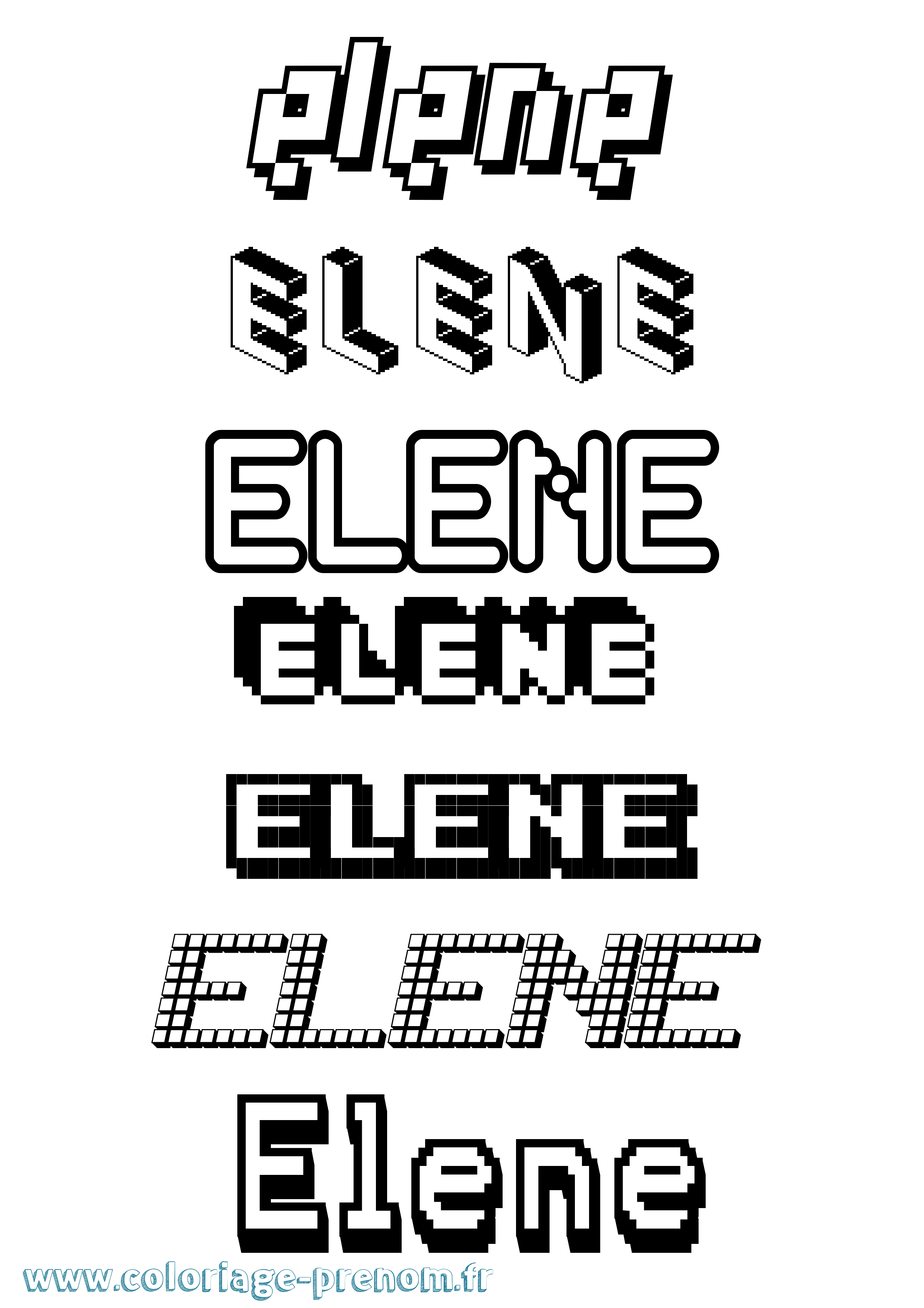 Coloriage prénom Elene Pixel