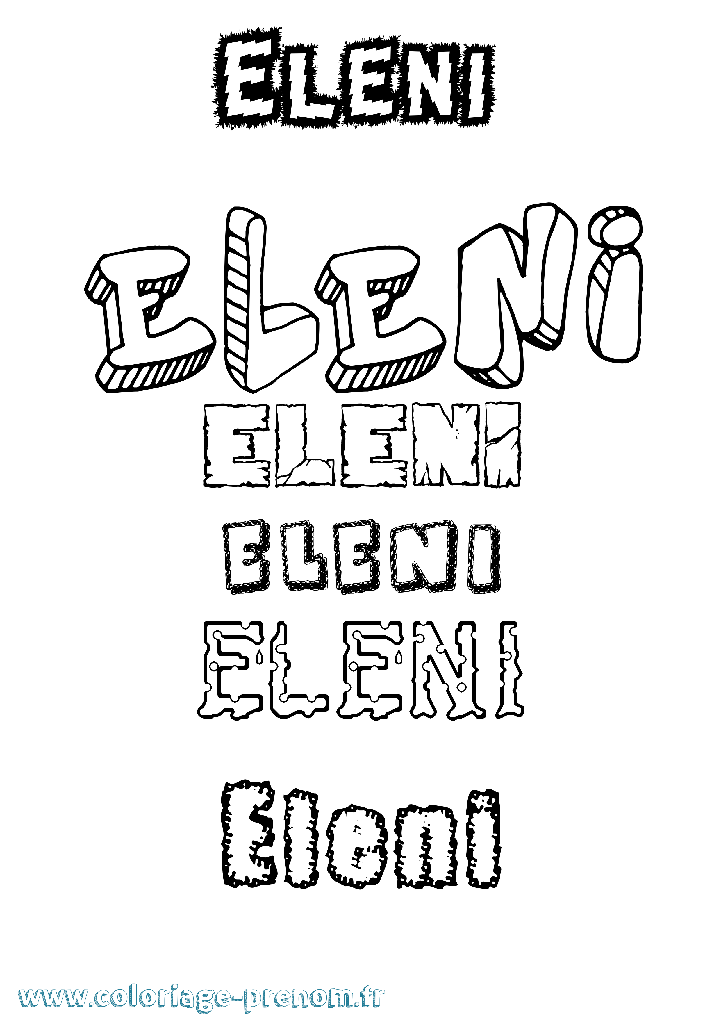 Coloriage prénom Eleni Destructuré