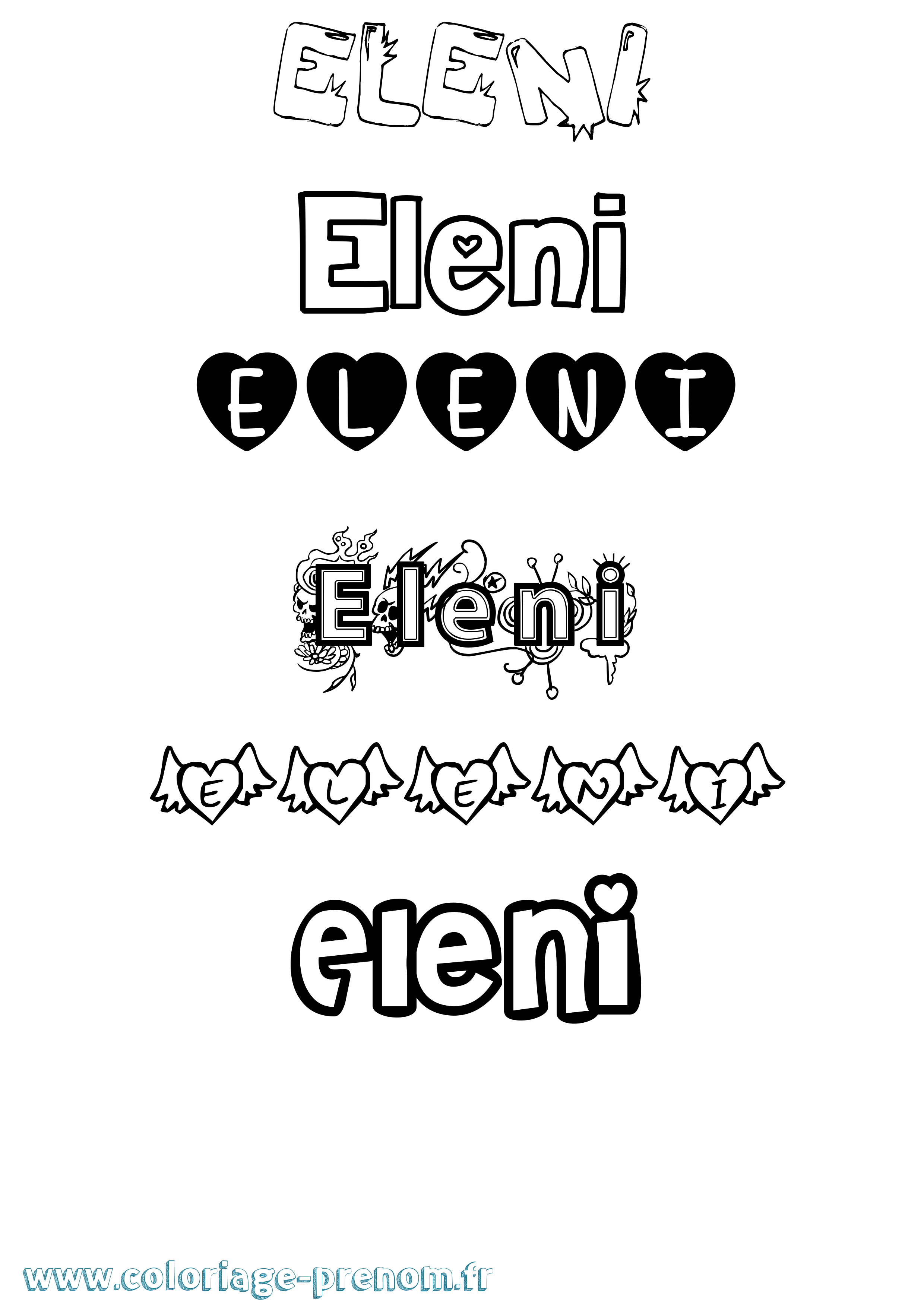 Coloriage prénom Eleni Girly