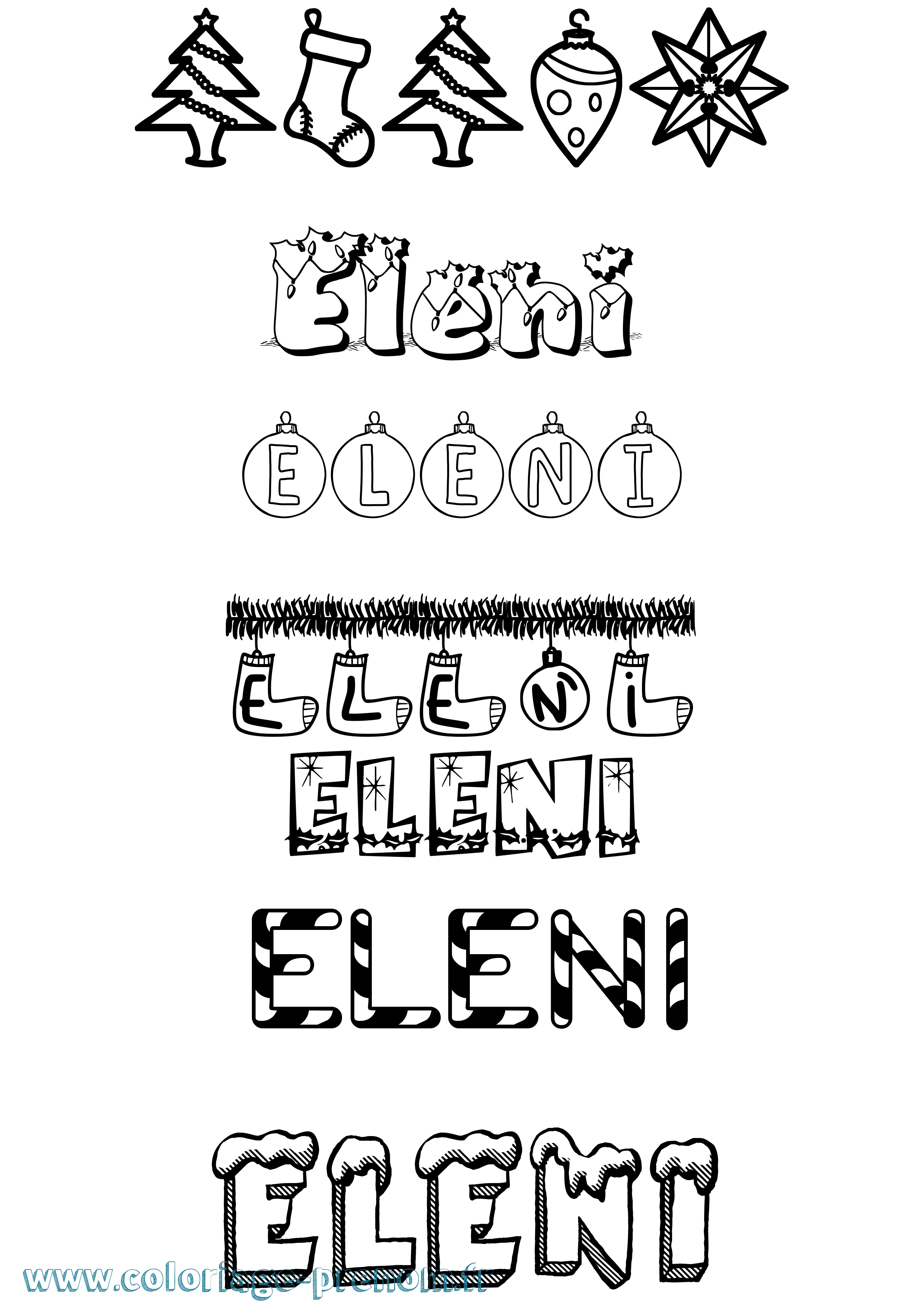 Coloriage prénom Eleni Noël