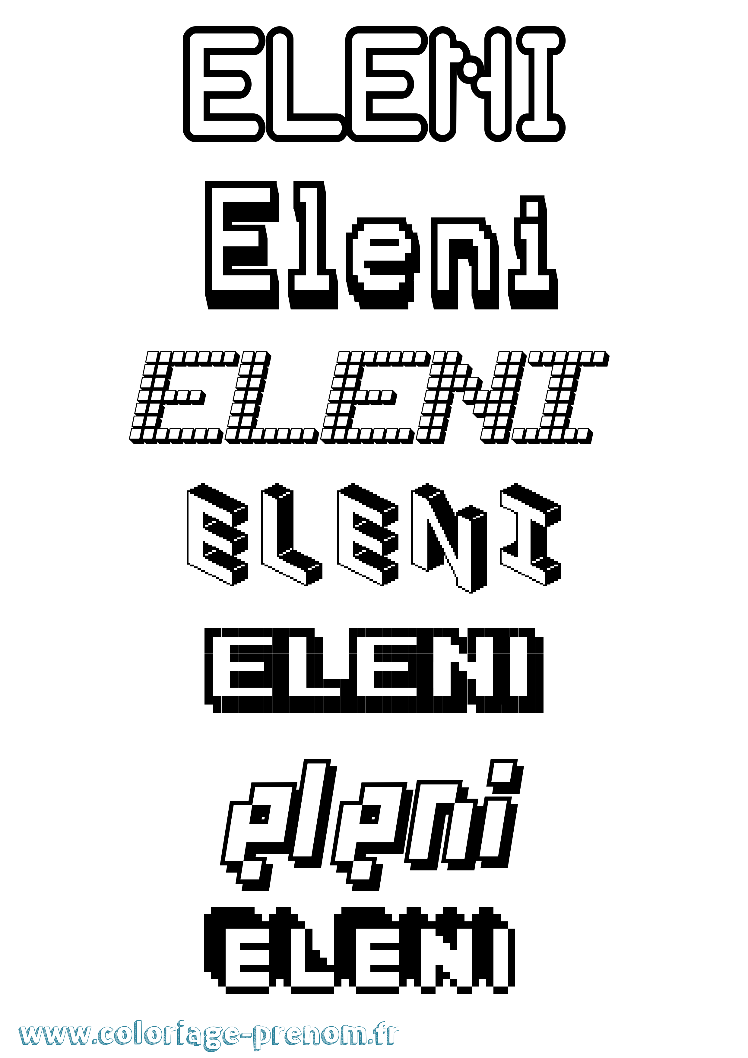 Coloriage prénom Eleni Pixel