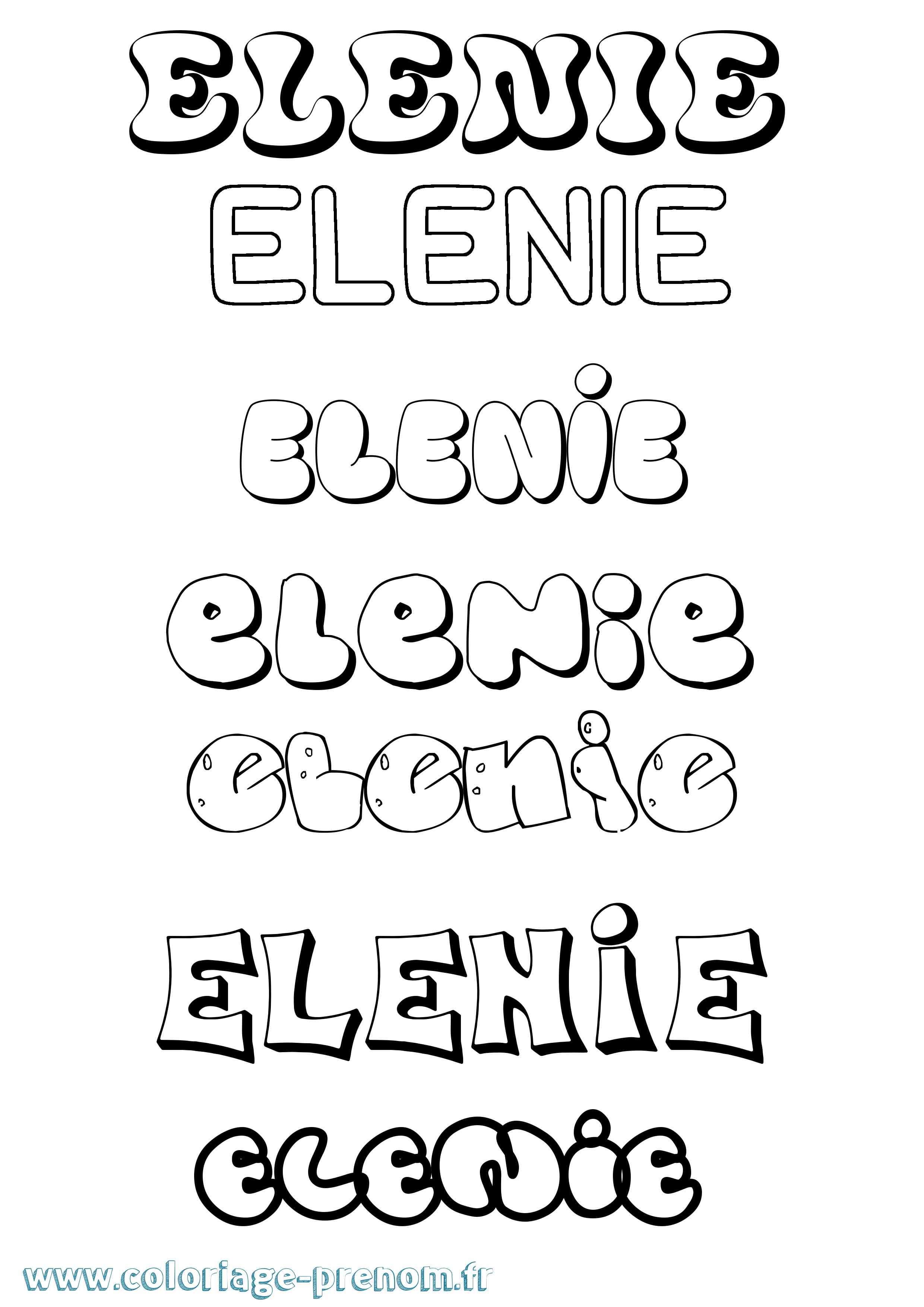 Coloriage prénom Elenie Bubble