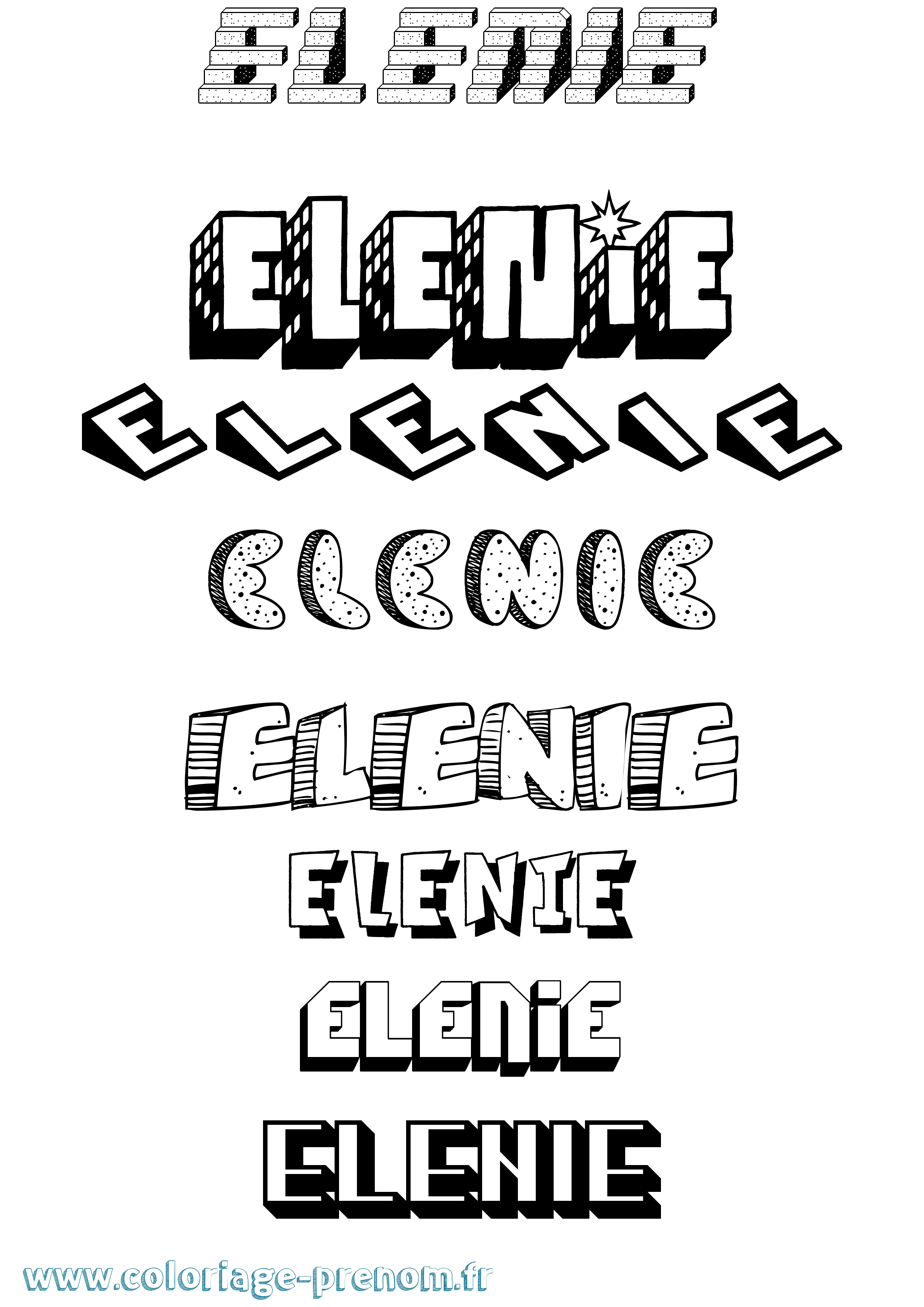 Coloriage prénom Elenie Effet 3D