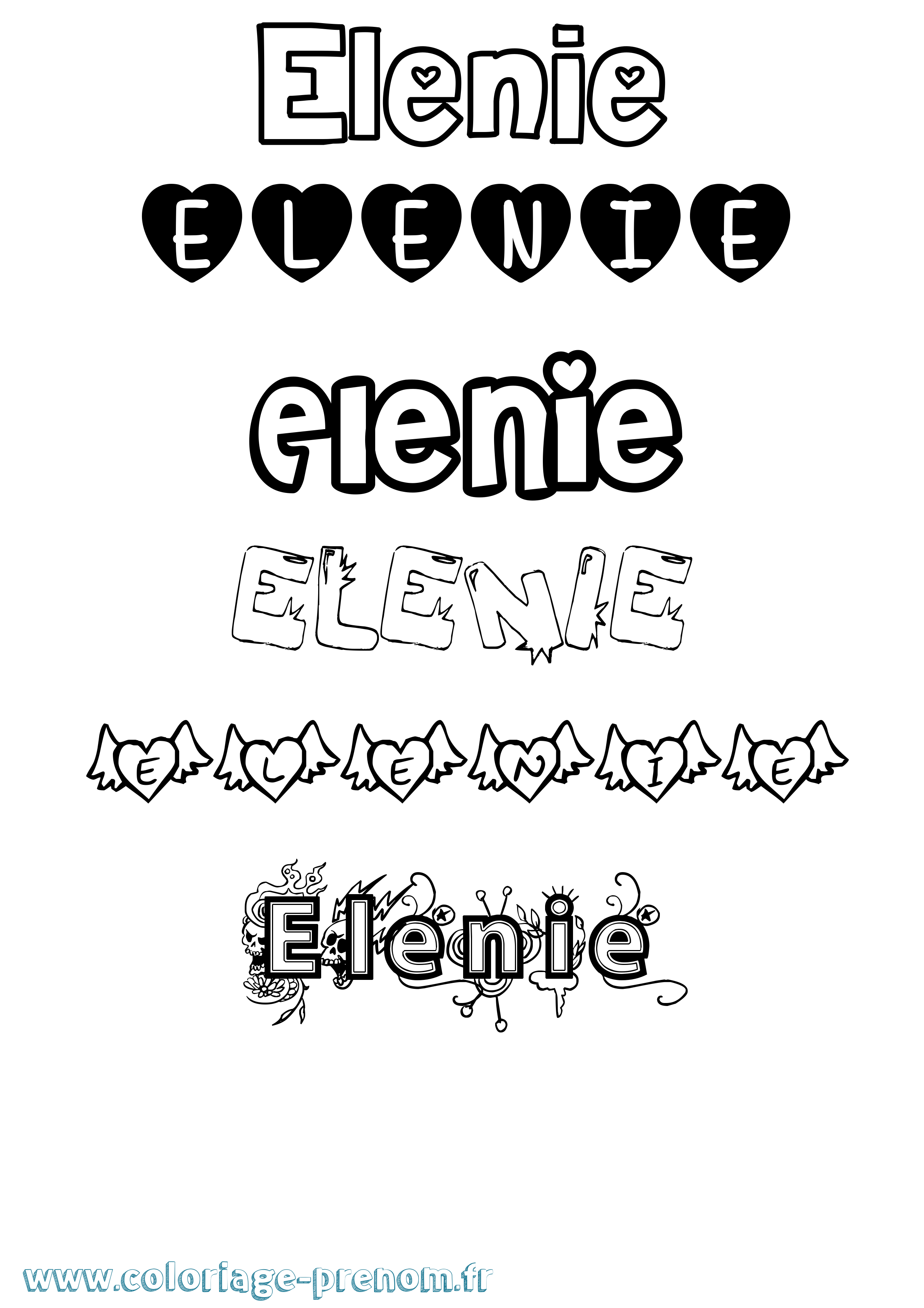 Coloriage prénom Elenie Girly