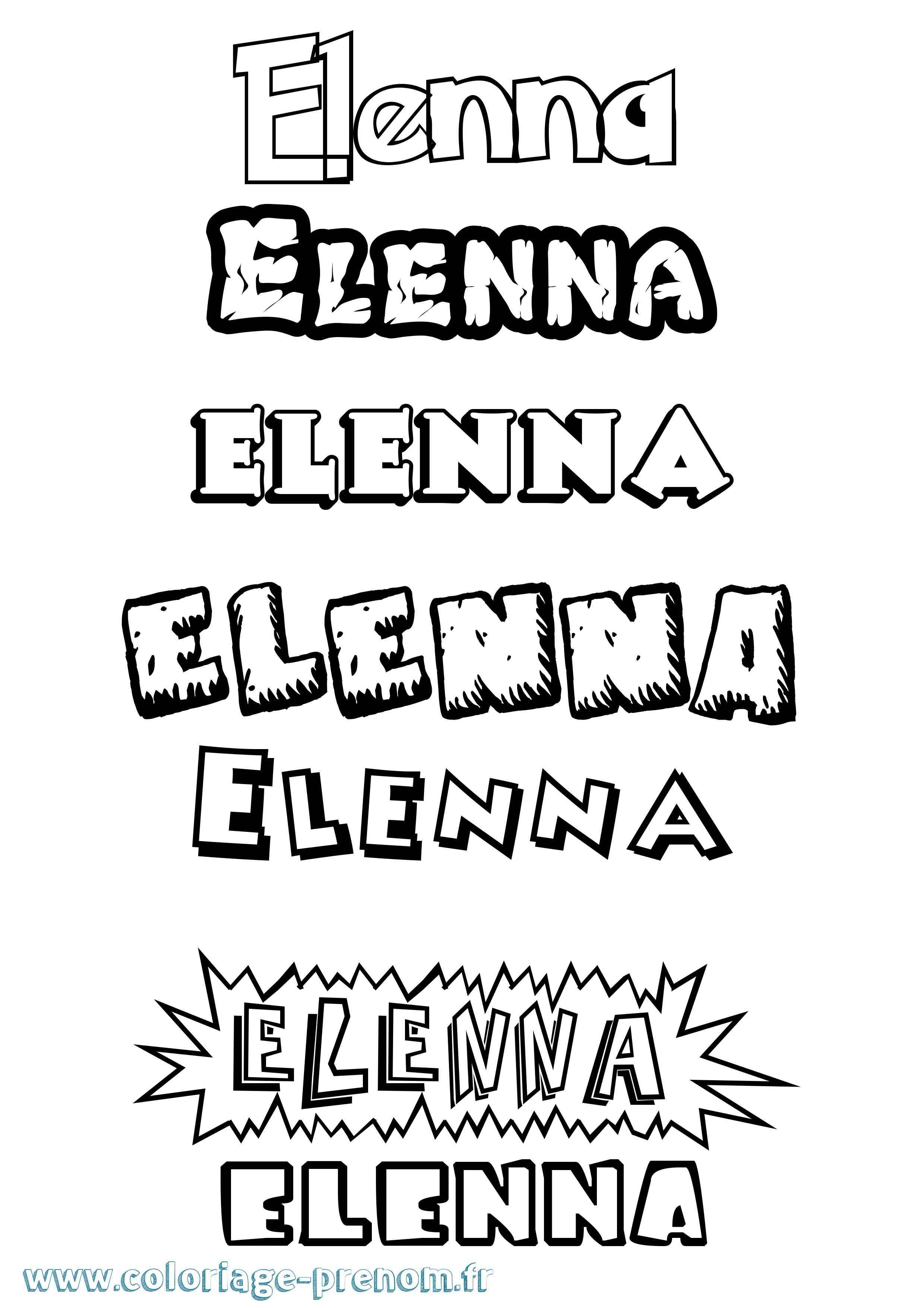 Coloriage prénom Elenna Dessin Animé