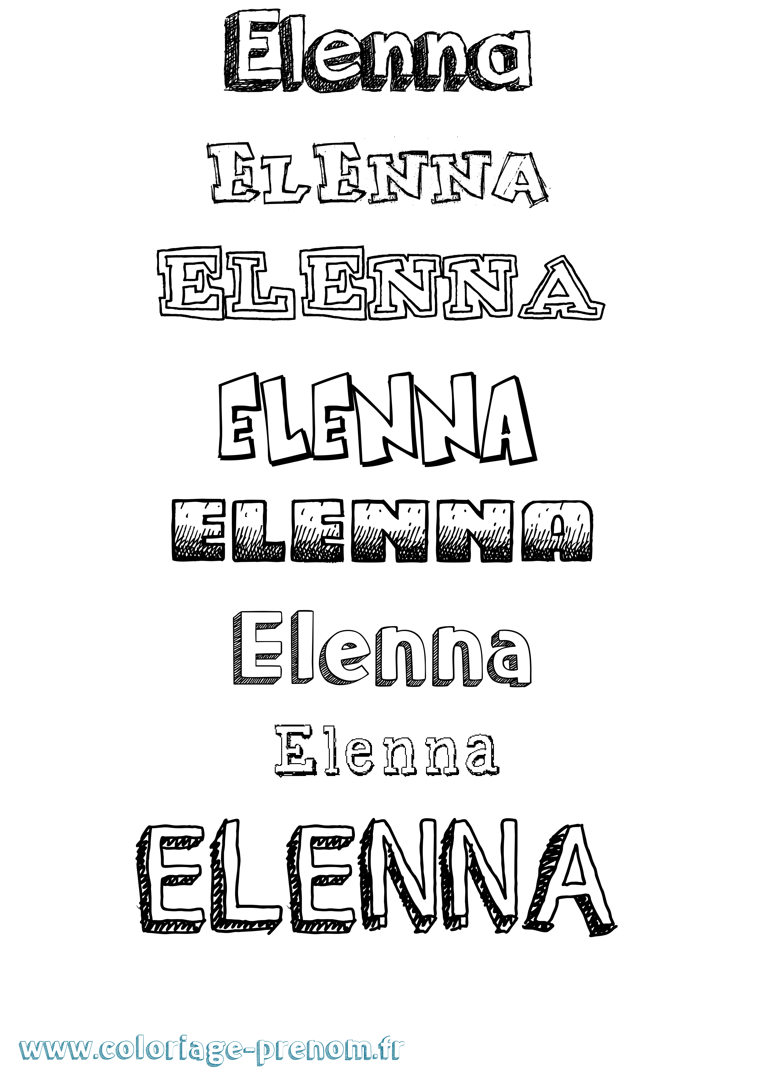 Coloriage prénom Elenna Dessiné