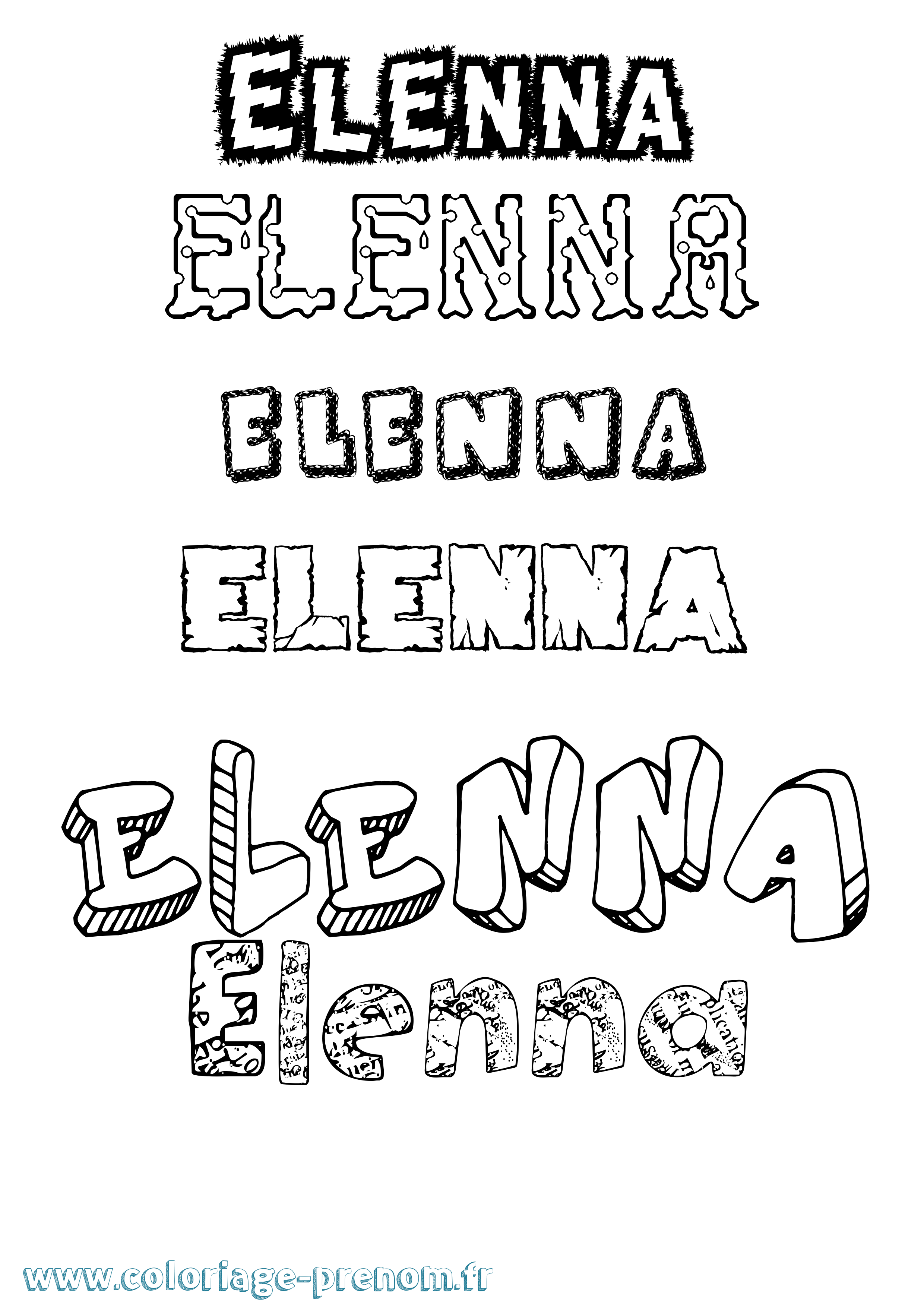 Coloriage prénom Elenna Destructuré
