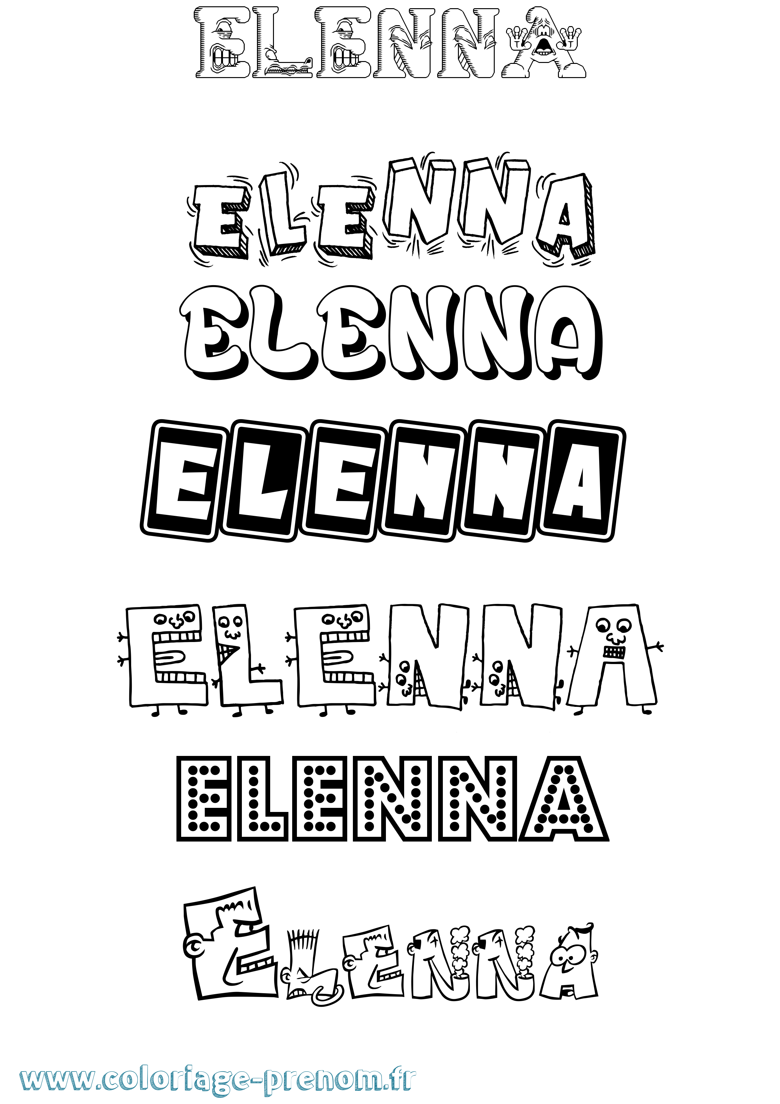 Coloriage prénom Elenna Fun