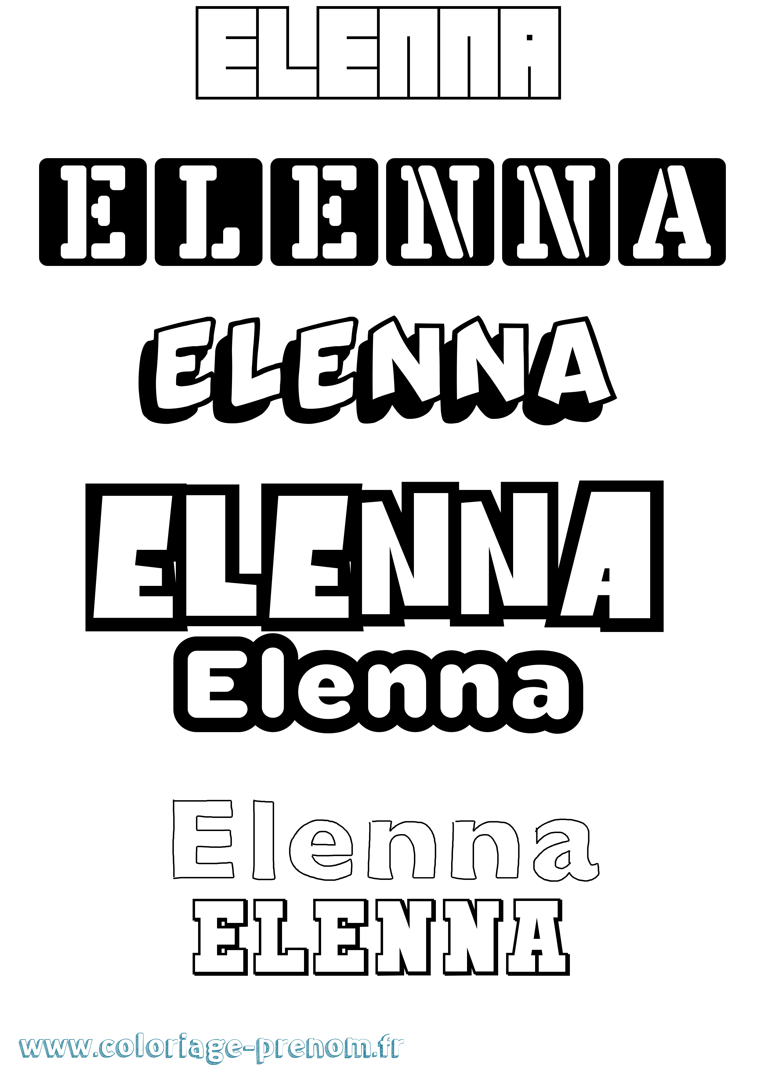 Coloriage prénom Elenna Simple