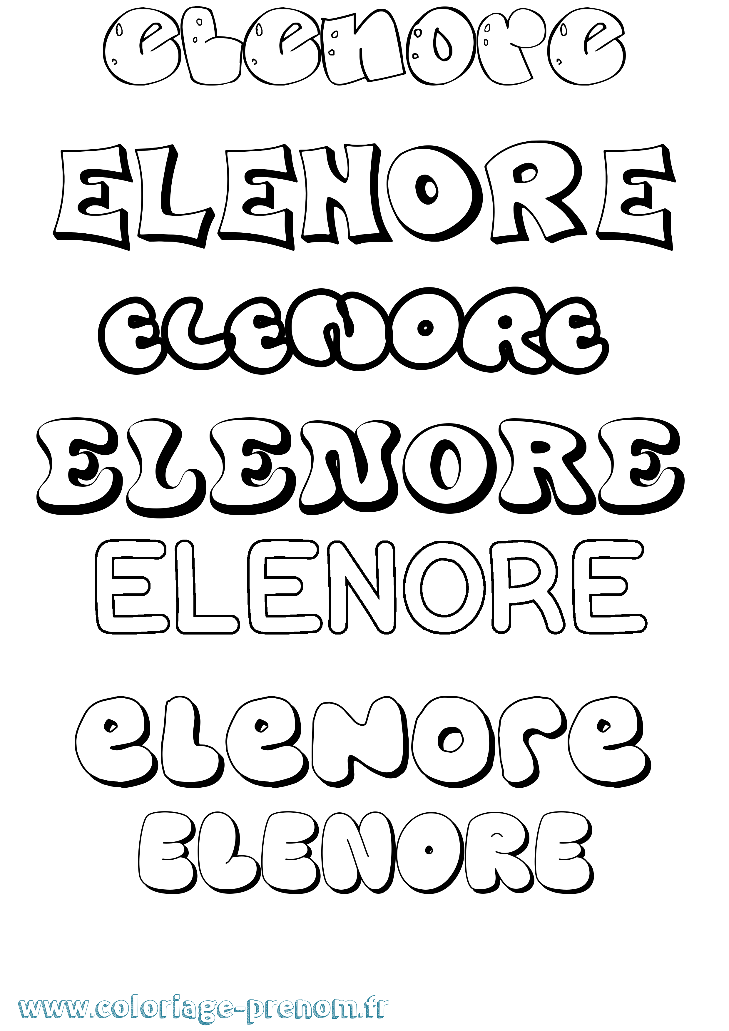 Coloriage Elenore Bubble Coloriage prénom Elenore Bubble