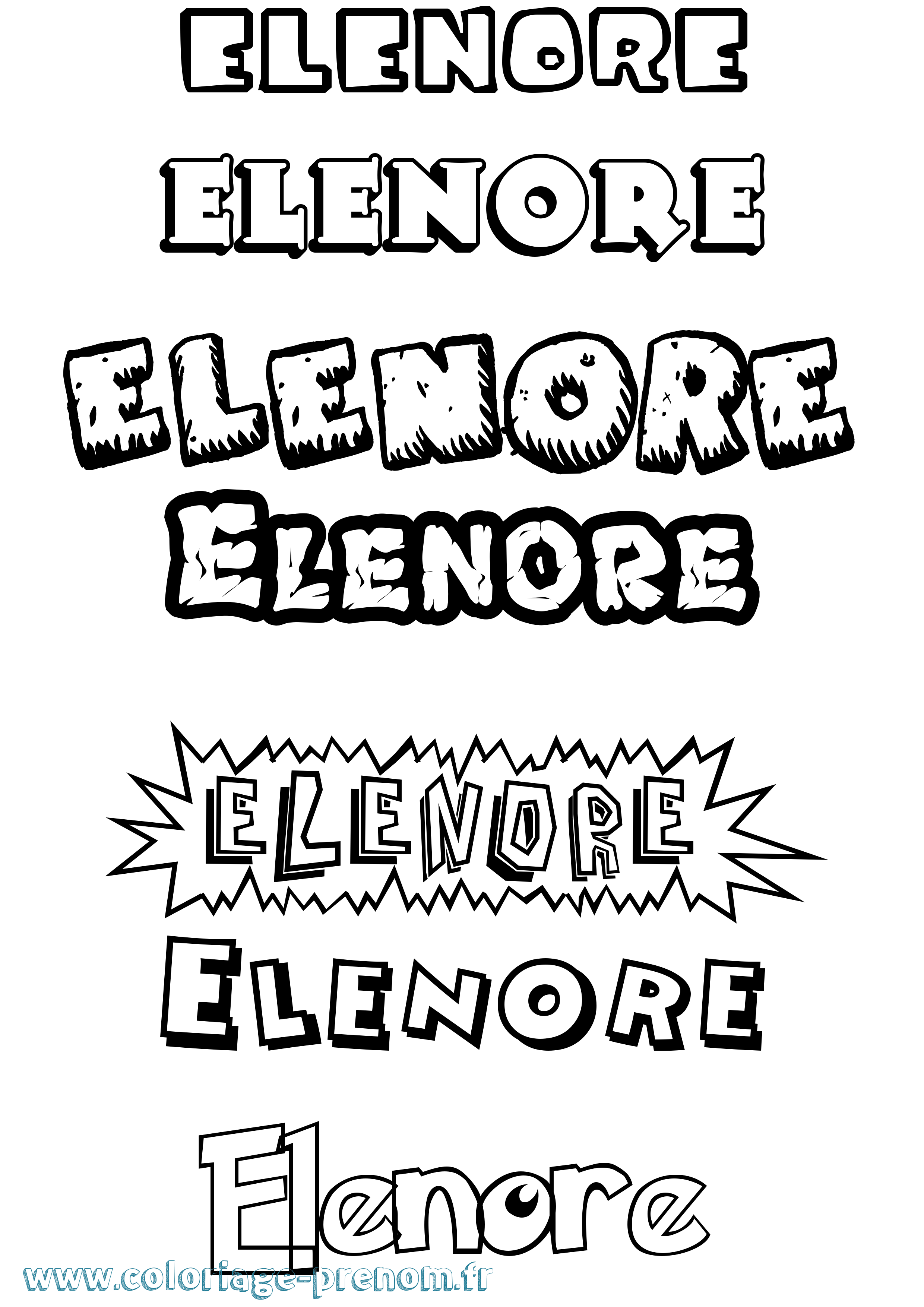 Coloriage Elenore Dessin Animé Coloriage prénom Elenore Dessin Animé
