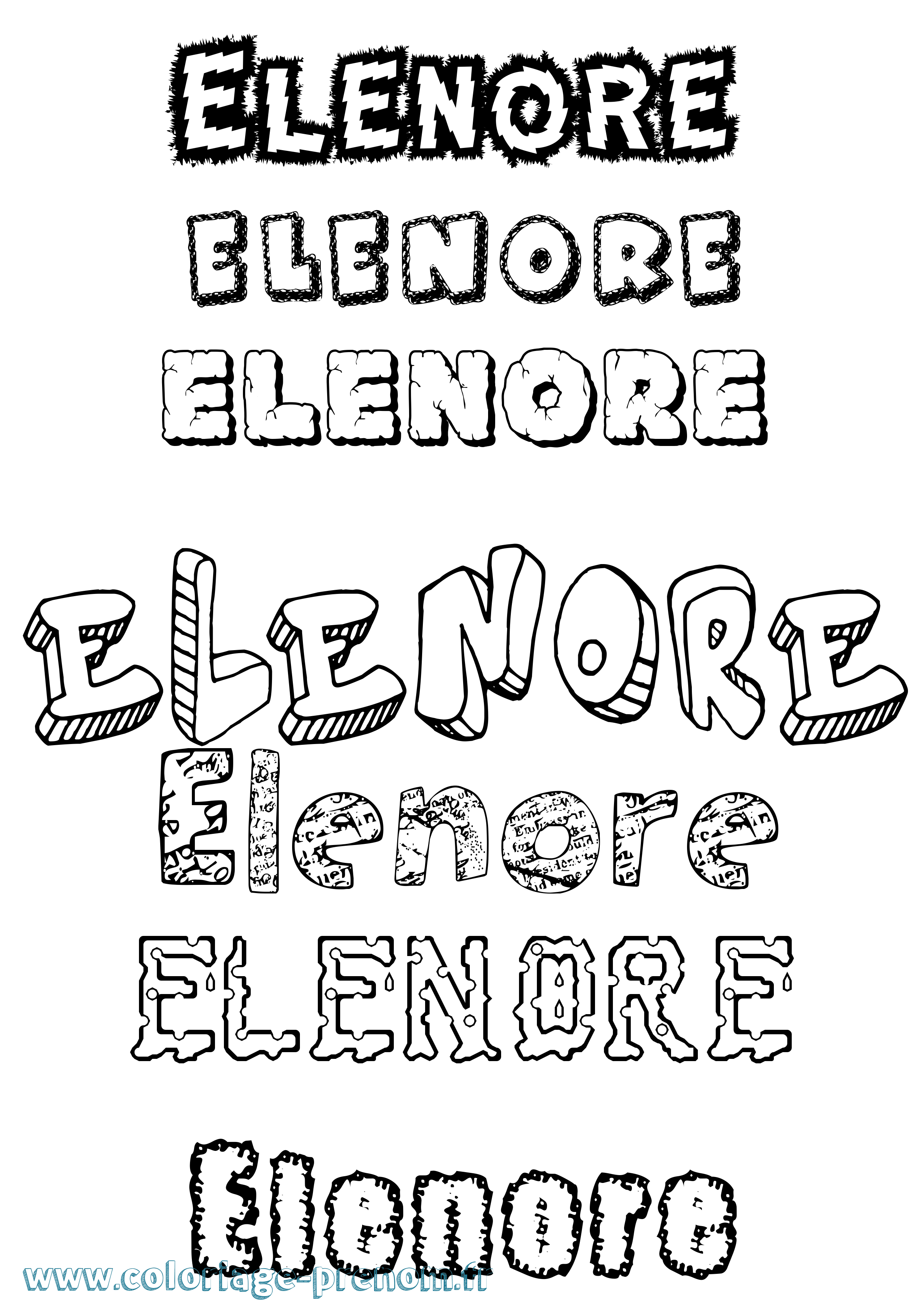 Coloriage Elenore Destructuré Coloriage prénom Elenore Destructuré
