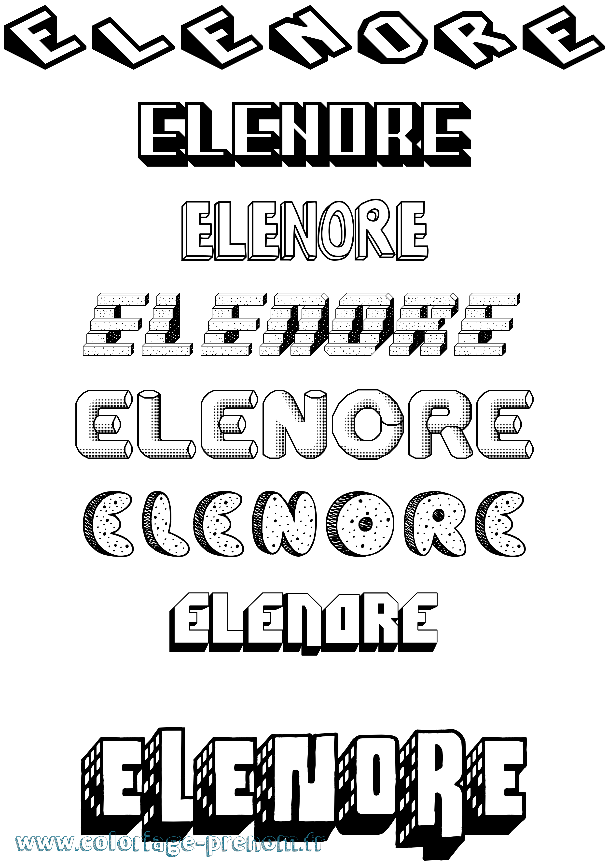 Coloriage Elenore Effet 3D Coloriage prénom Elenore Effet 3D
