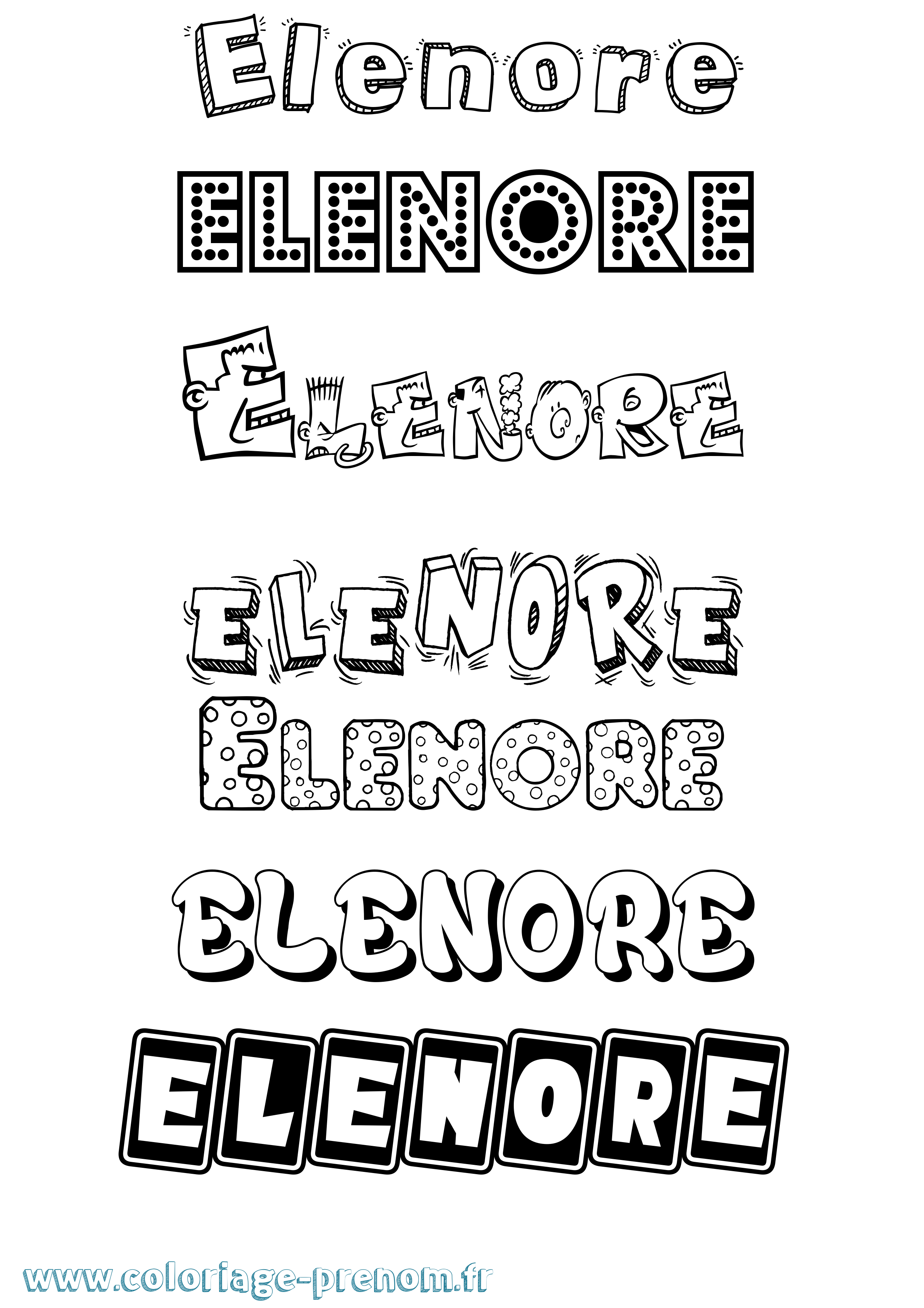 Coloriage Elenore Fun Coloriage prénom Elenore Fun