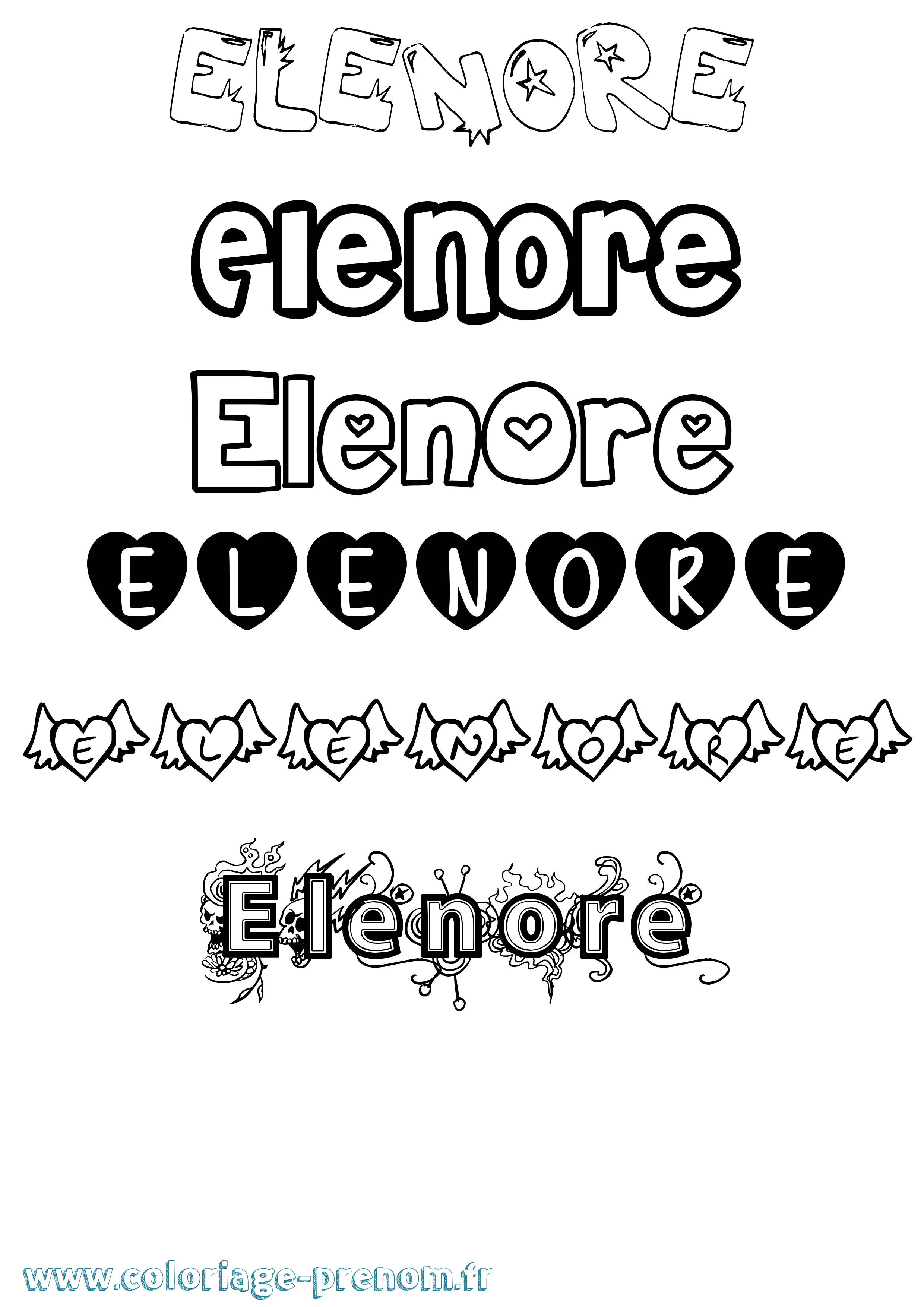 Coloriage Elenore Girly Coloriage prénom Elenore Girly