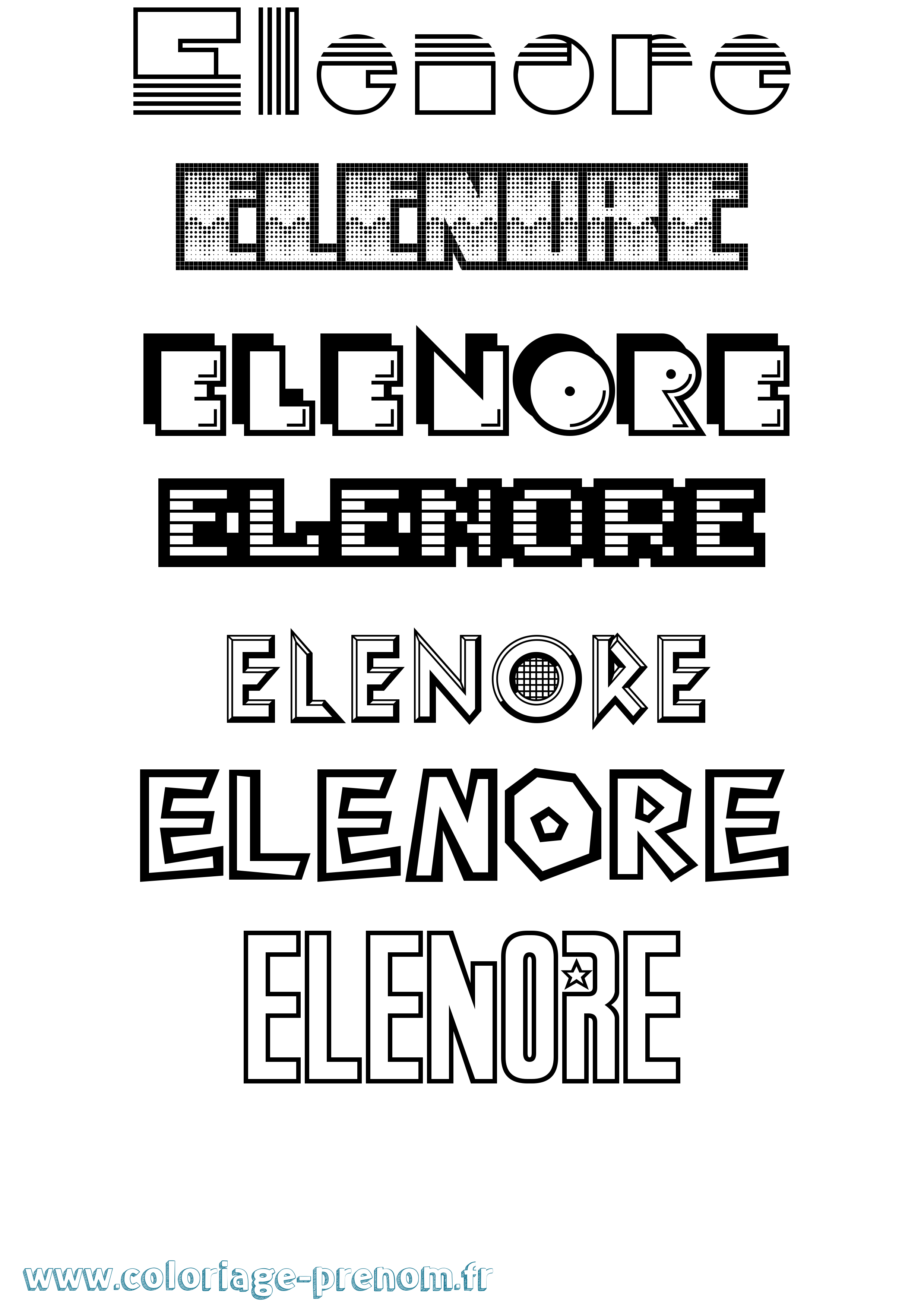 Coloriage Elenore Jeux Vidéos Coloriage prénom Elenore Jeux Vidéos