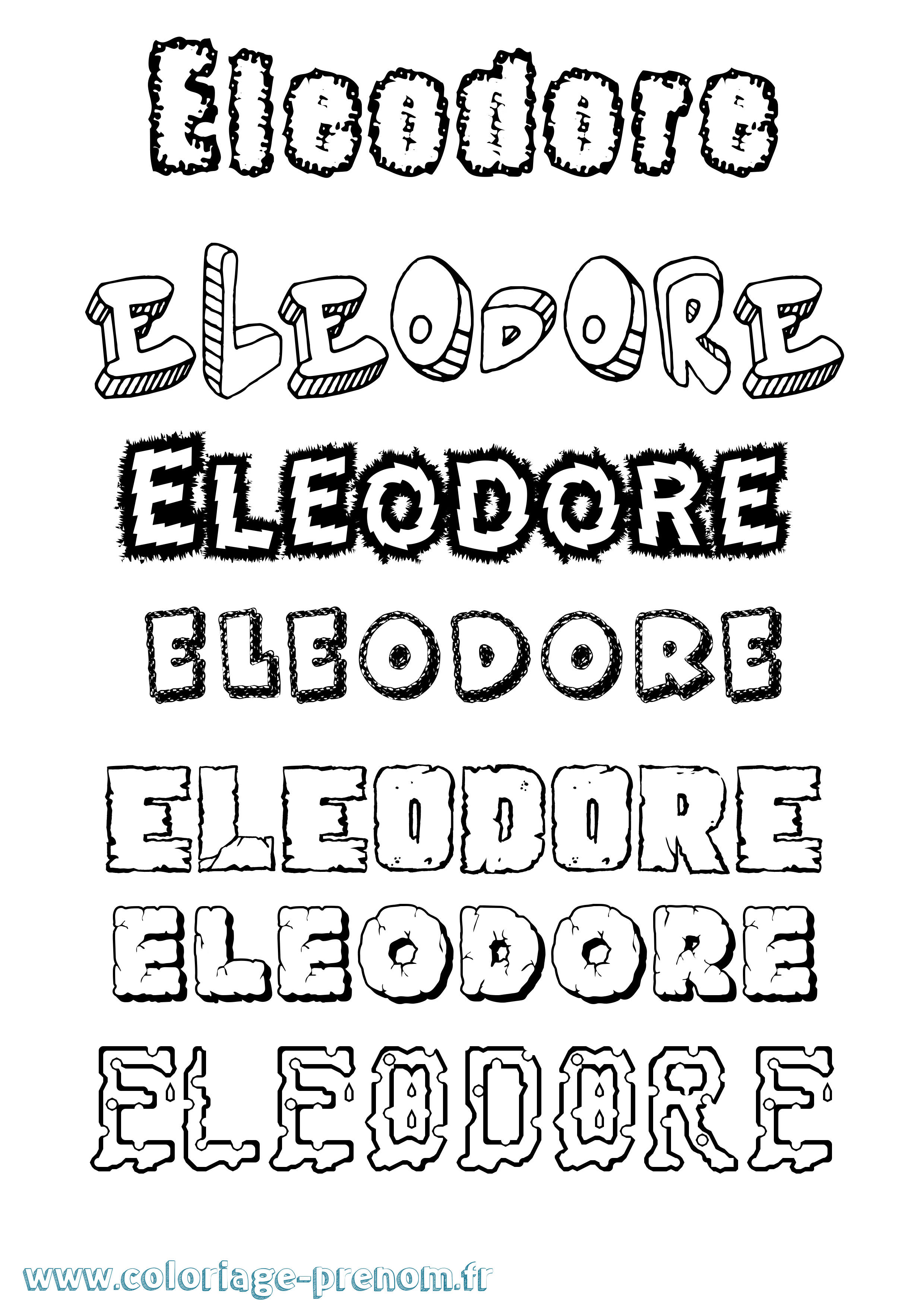 Coloriage prénom Eleodore Destructuré