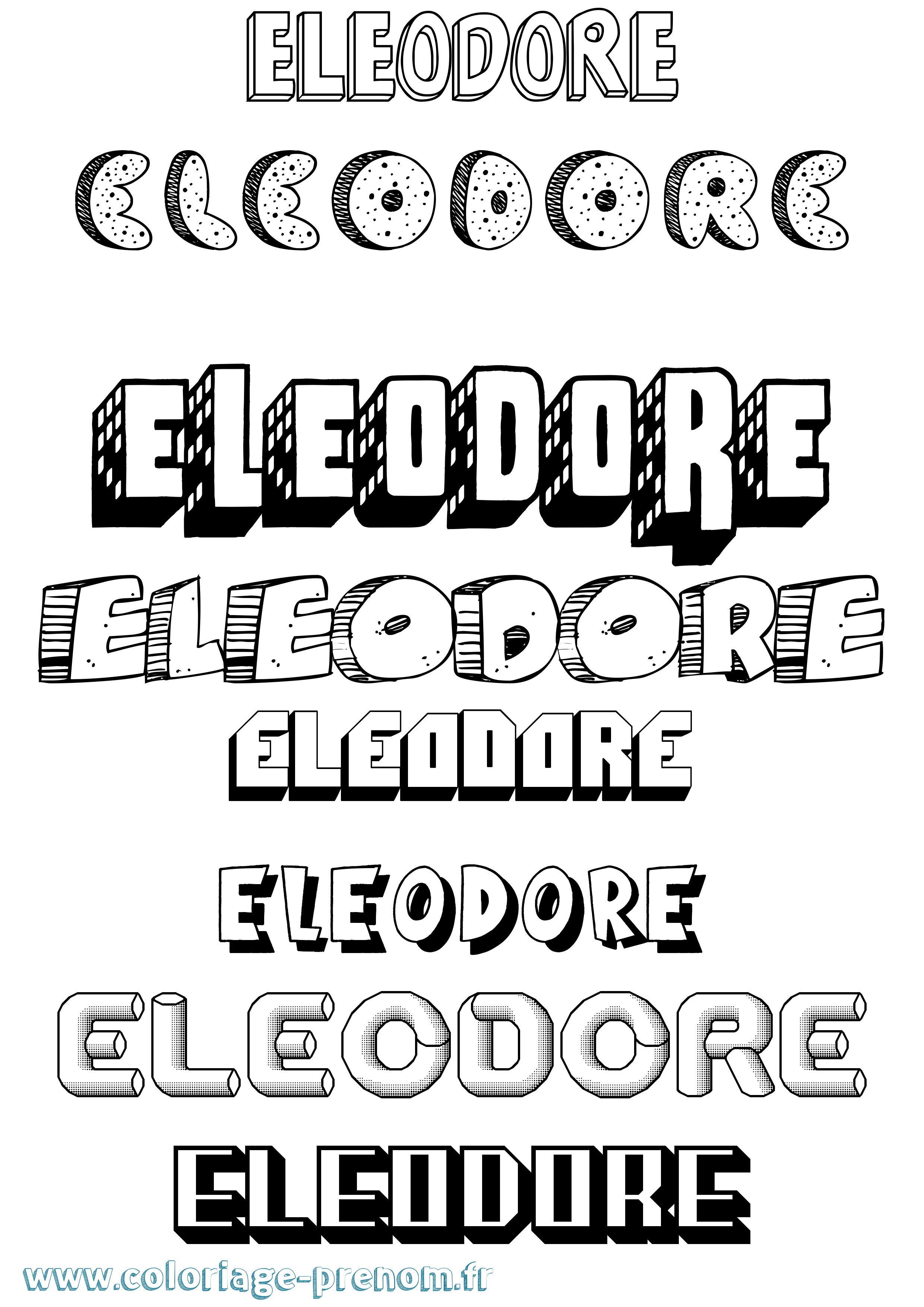 Coloriage prénom Eleodore Effet 3D
