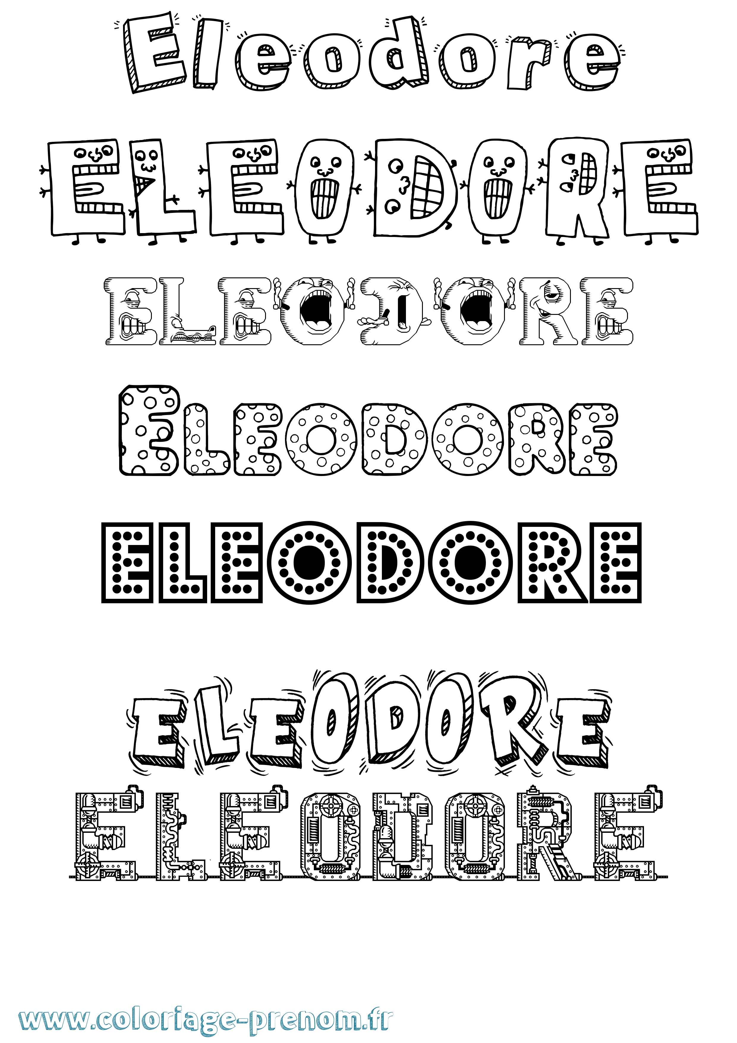 Coloriage prénom Eleodore Fun