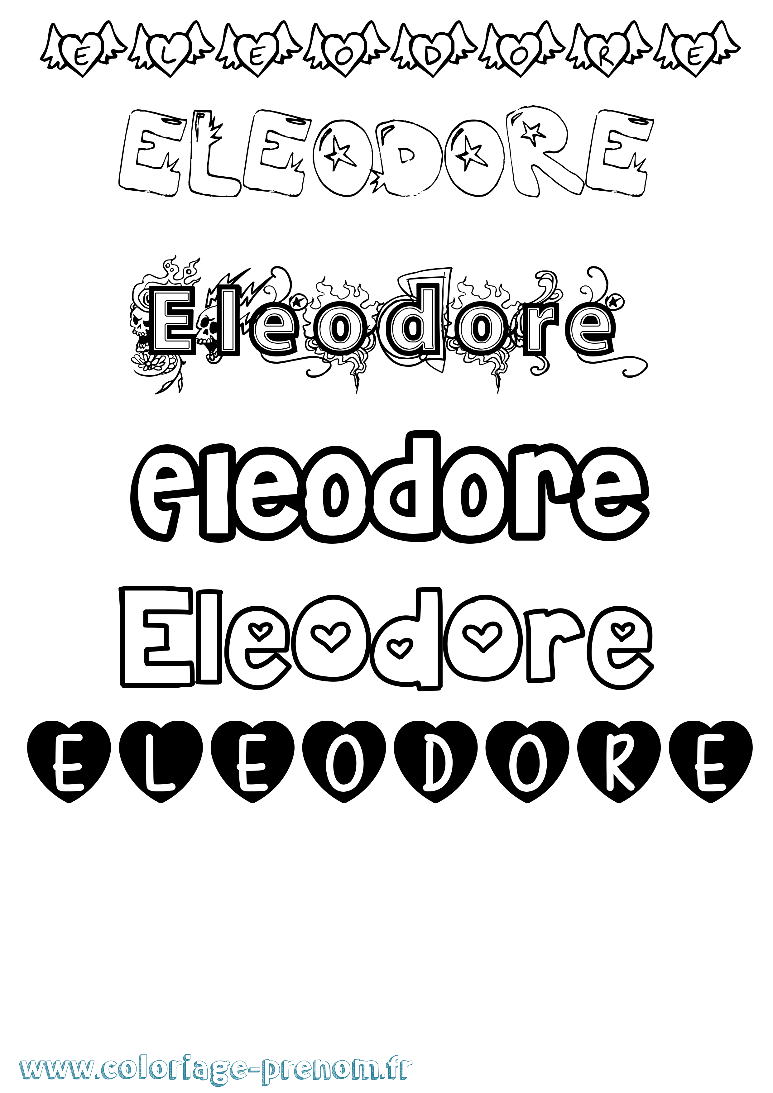 Coloriage prénom Eleodore Girly