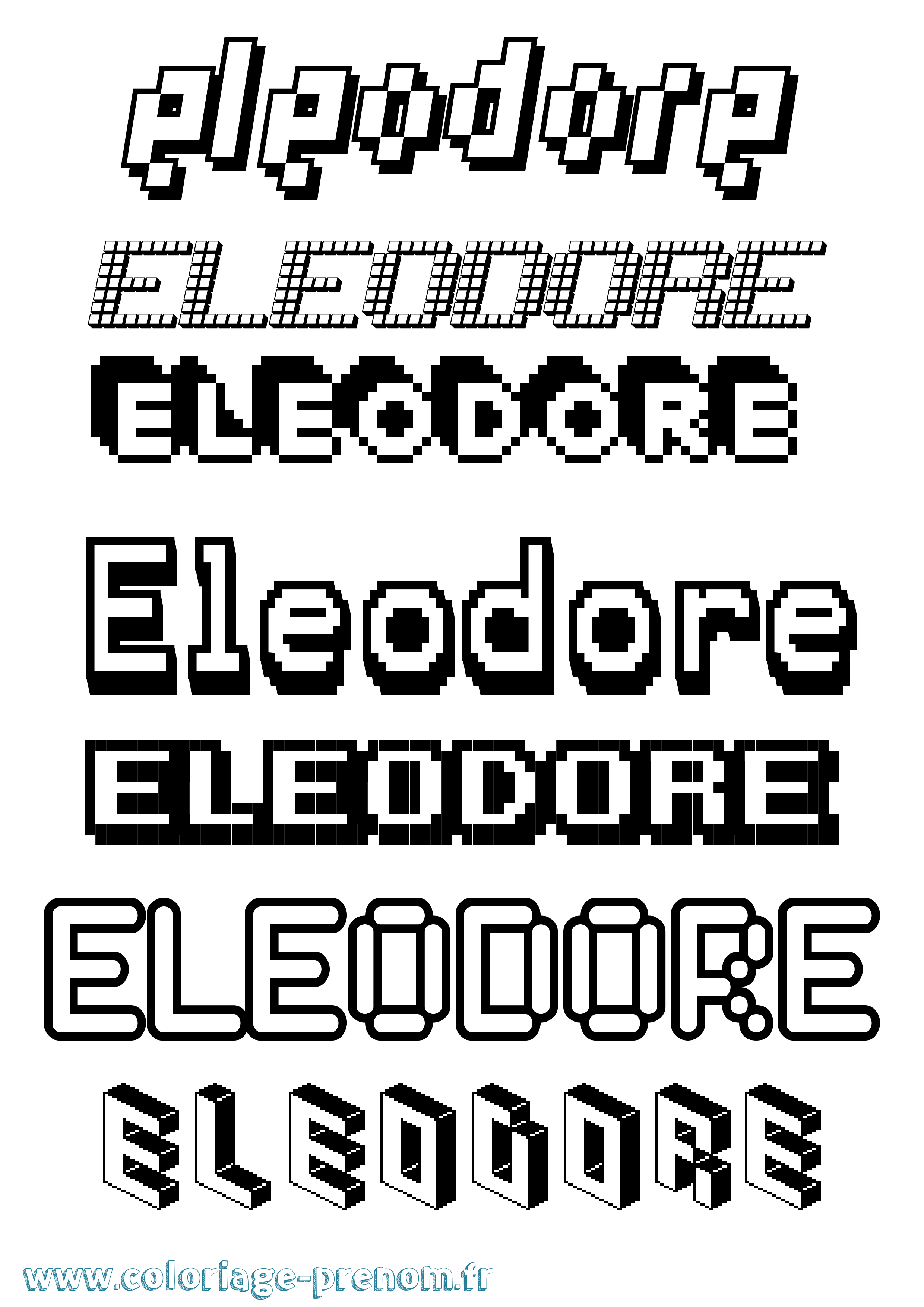 Coloriage prénom Eleodore Pixel