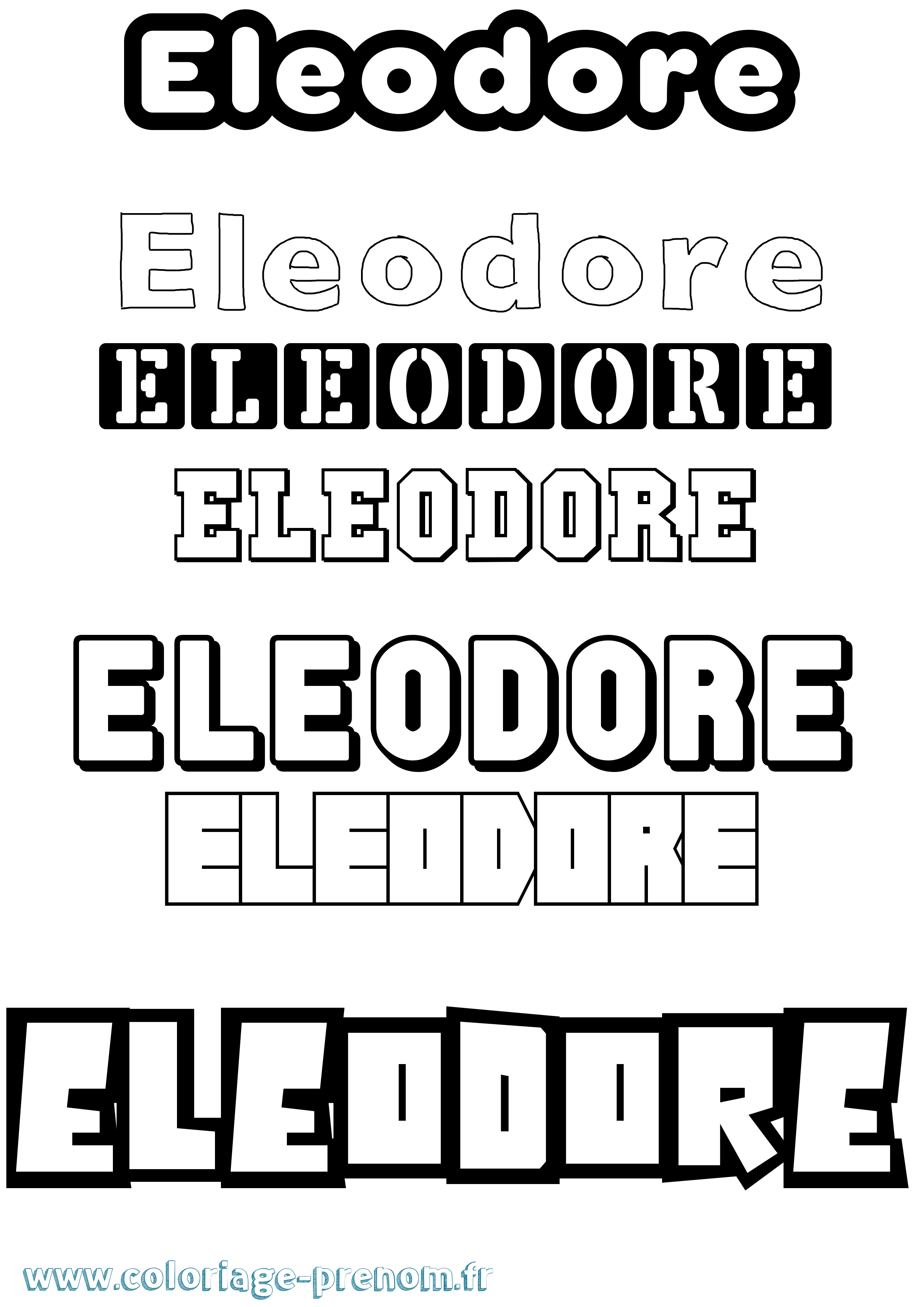 Coloriage prénom Eleodore Simple