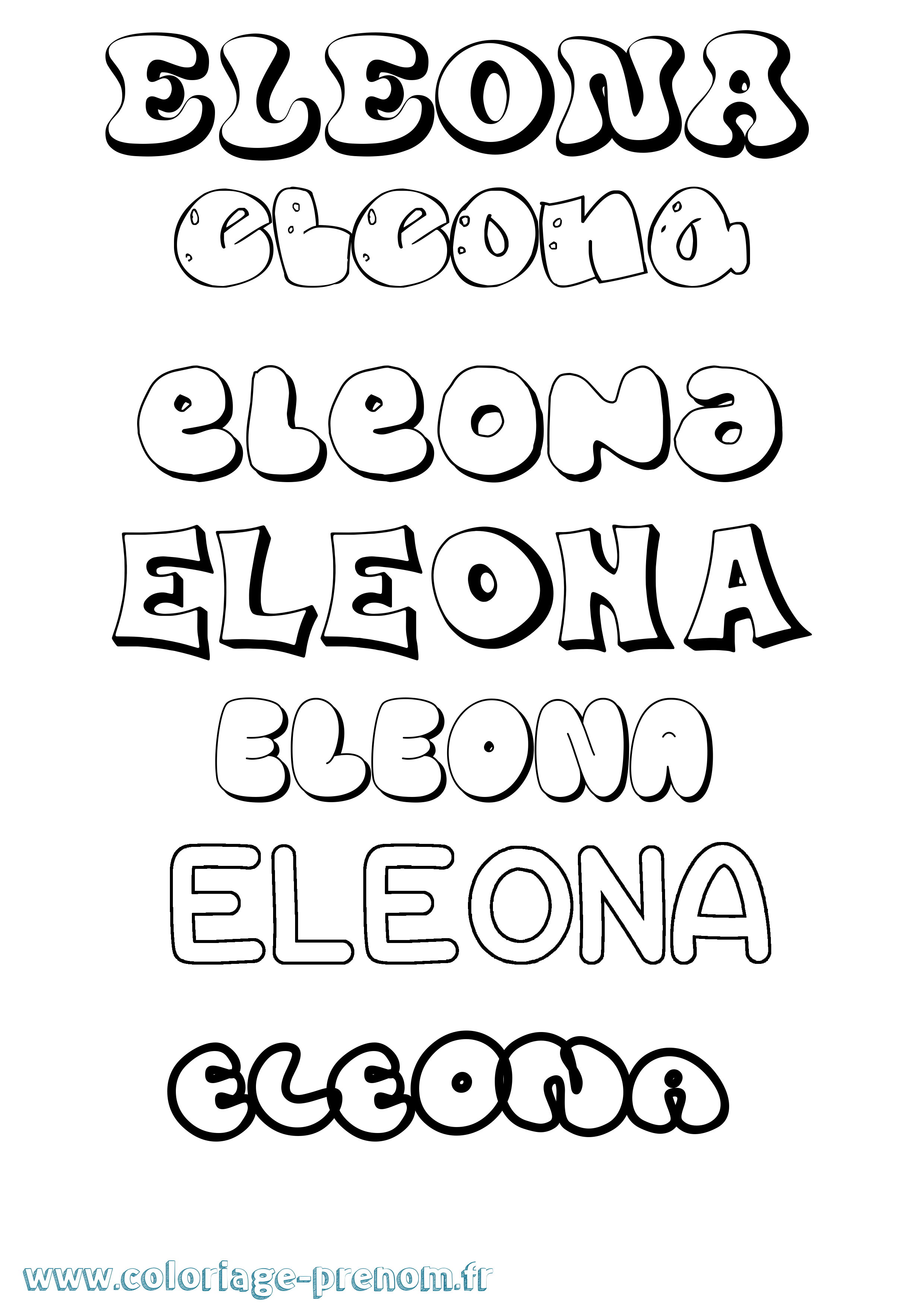 Coloriage prénom Eleona Bubble
