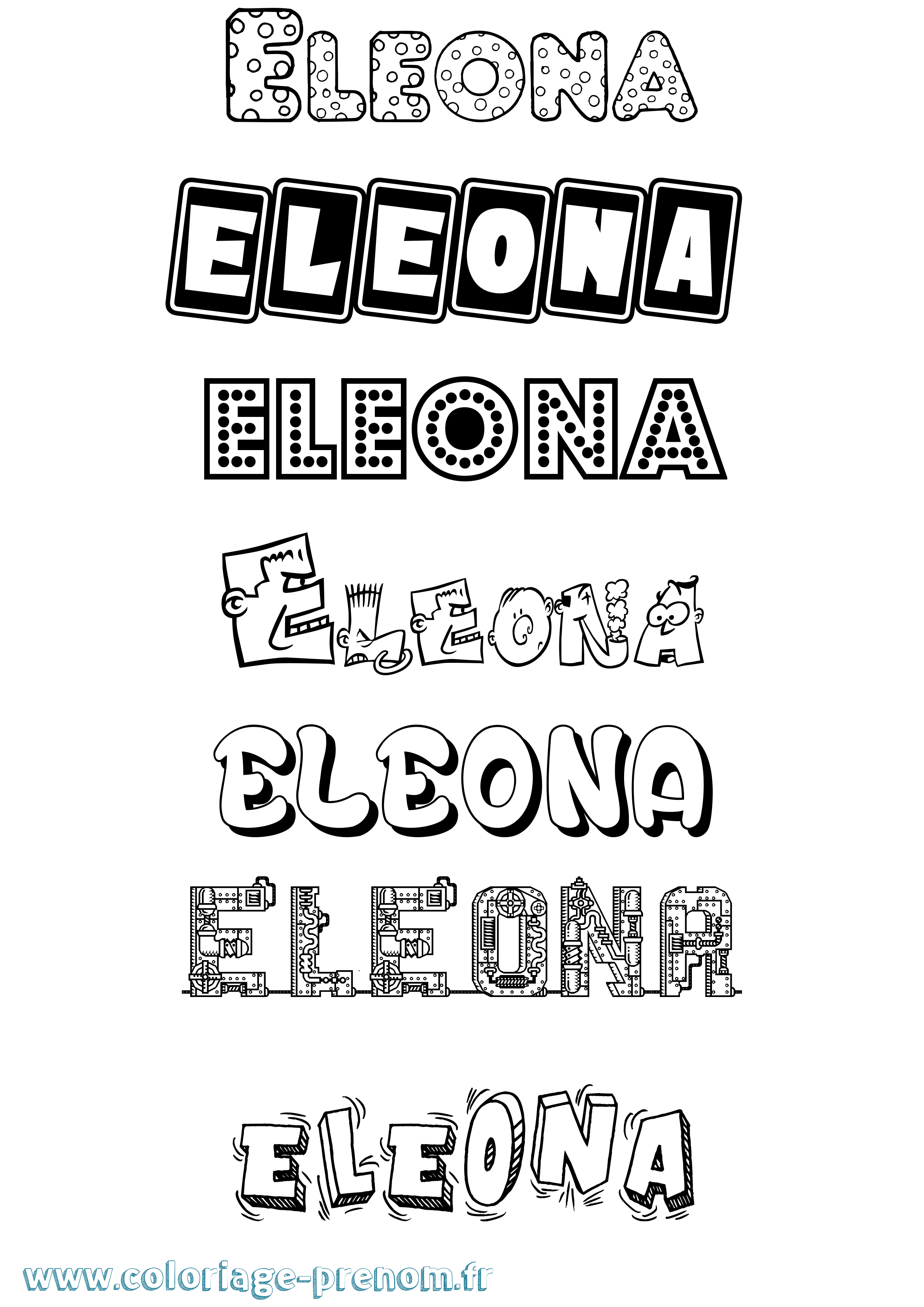 Coloriage prénom Eleona Fun